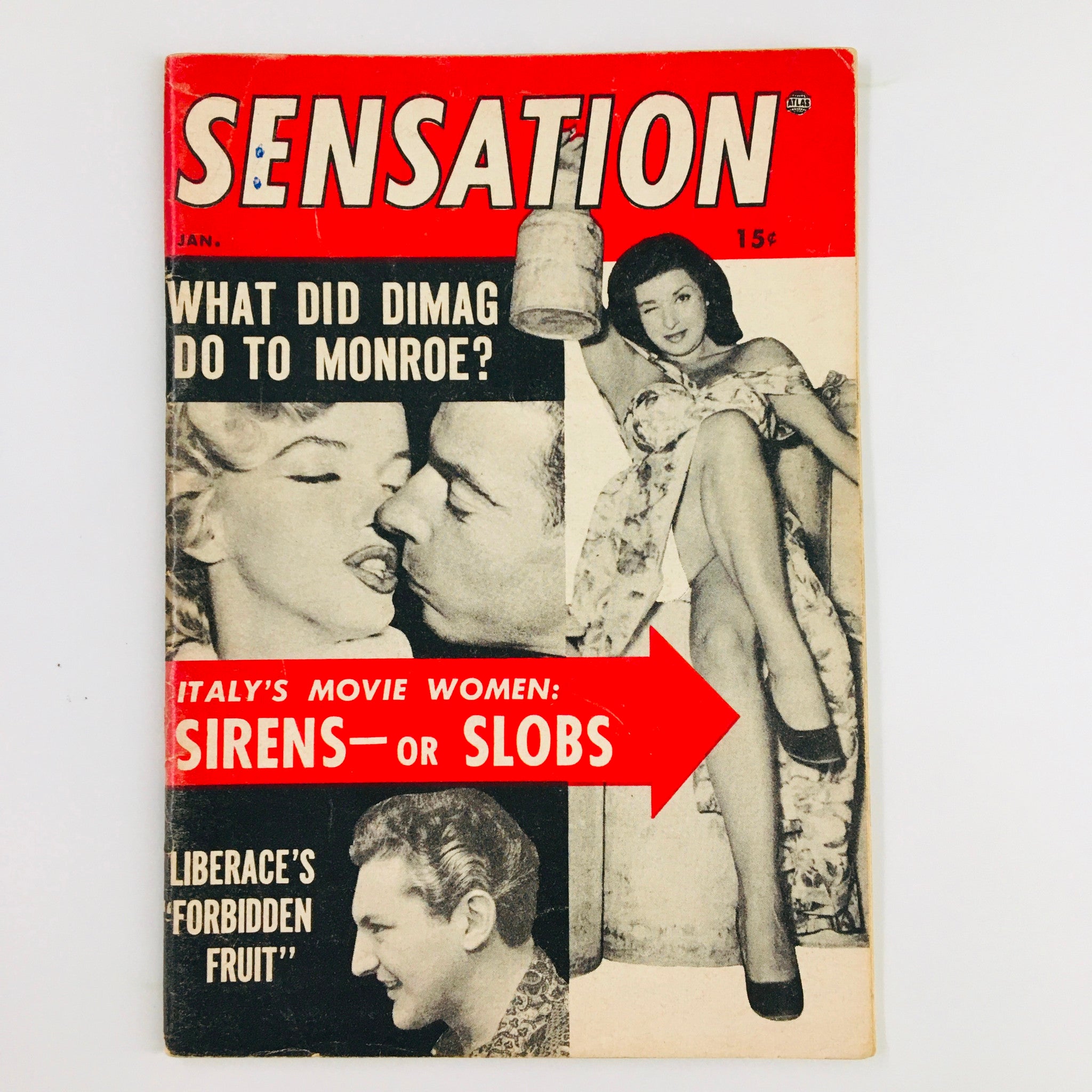 VTG Sensation Magazine January 1955 What Did Dimag Do To Marilyn Monroe No Label