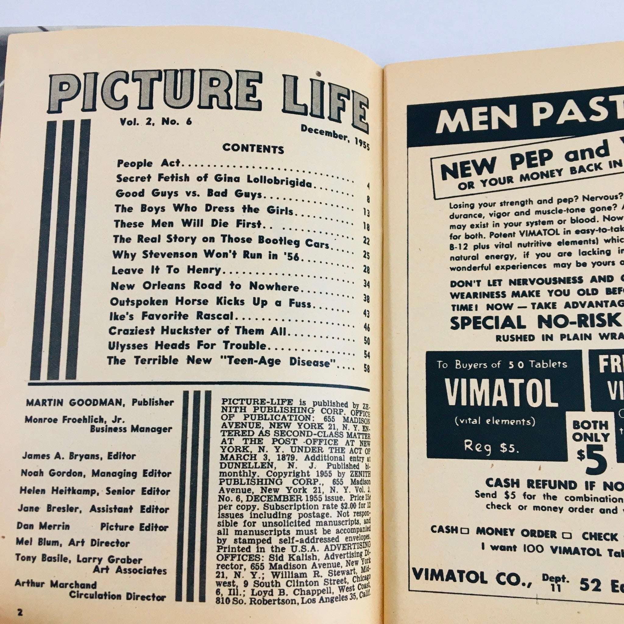 VTG Picture Life Magazine December 1955 Ike's Favorite Rascal No Label