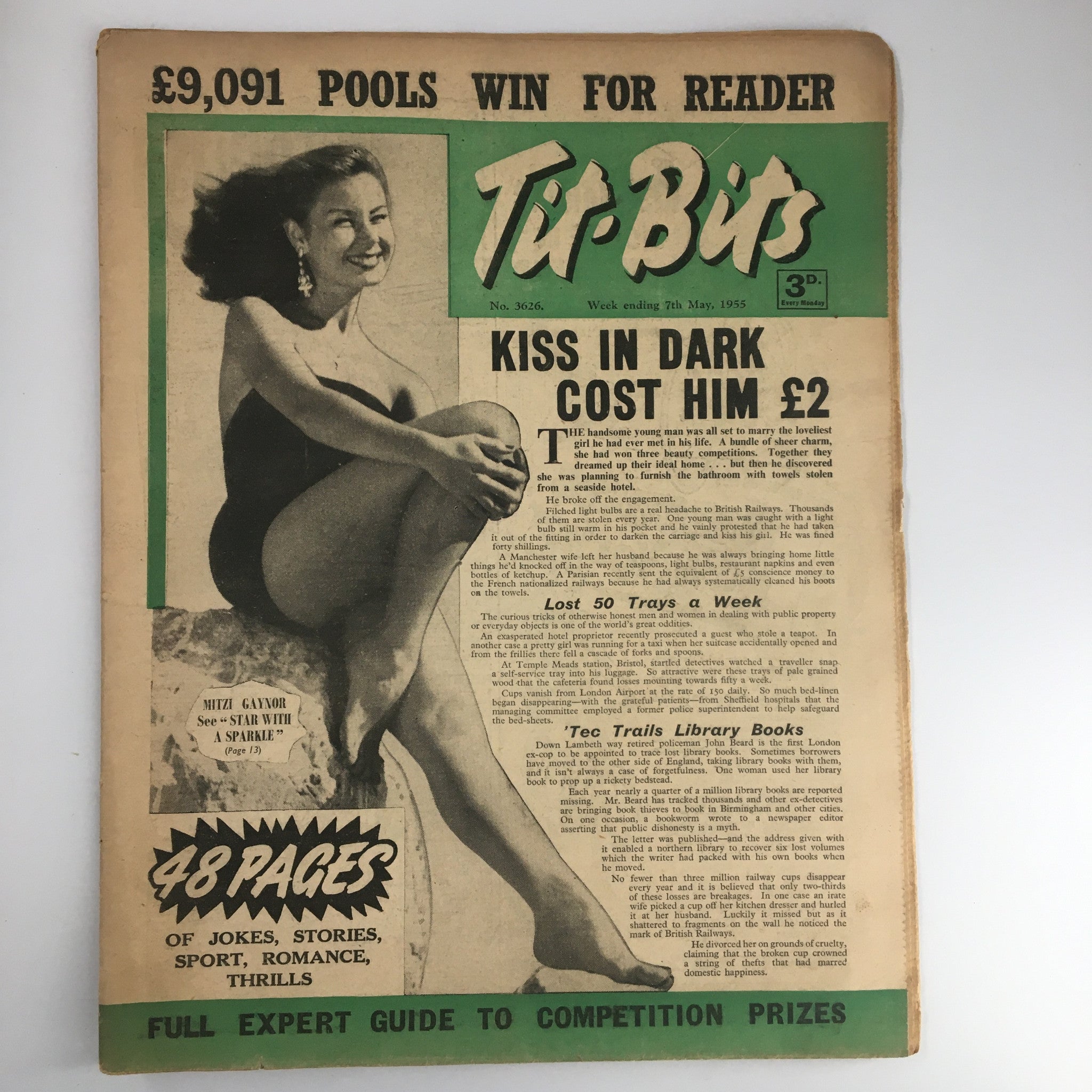 VTG Tit-Bits Magazine May 7 1955 Mitzi Gaynor Star with a Sparkle No Label