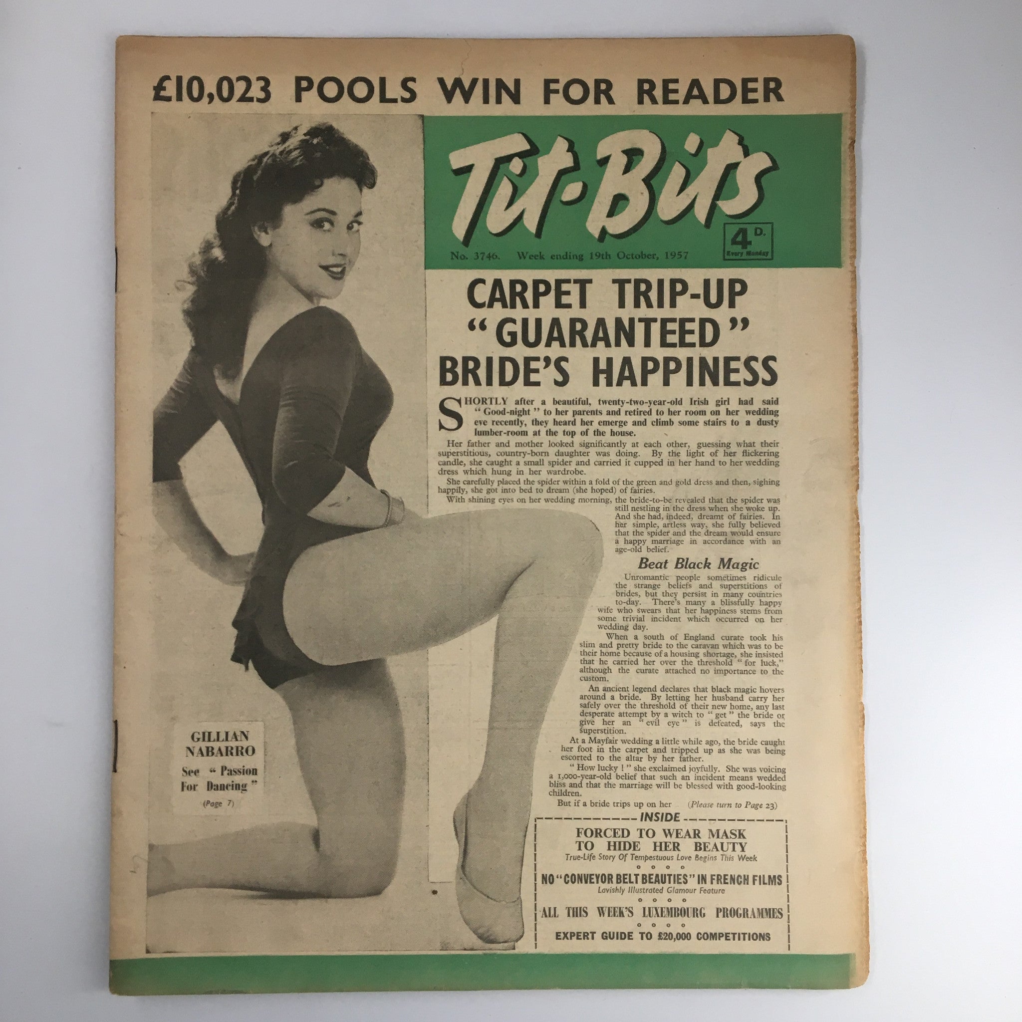 VTG Tit-Bits Magazine October 19 1957 Gillian Nabarro Passion Dancing No Label