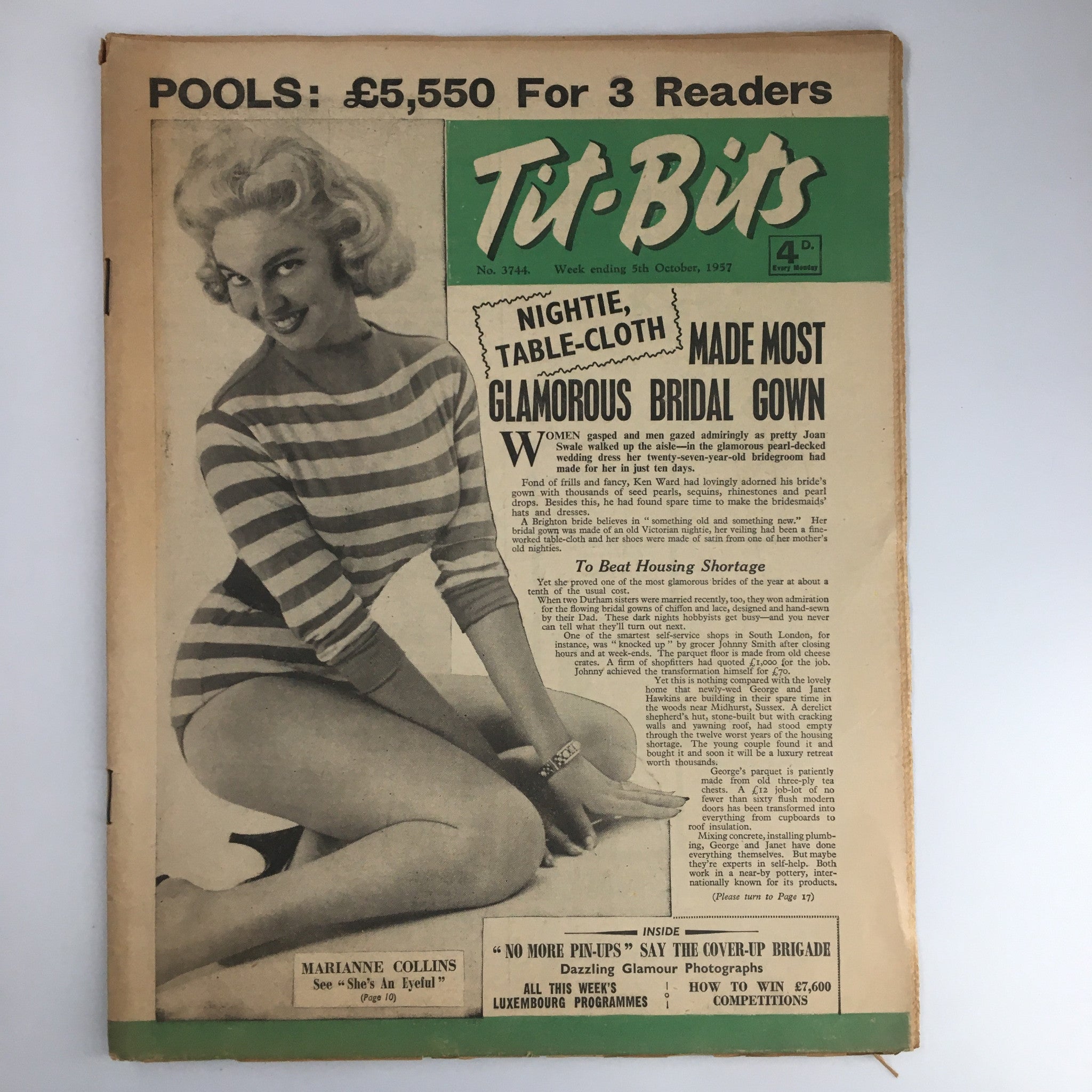 VTG Tit-Bits Magazine October 5 1957 Marianne Collins She's An Eyeful No Label