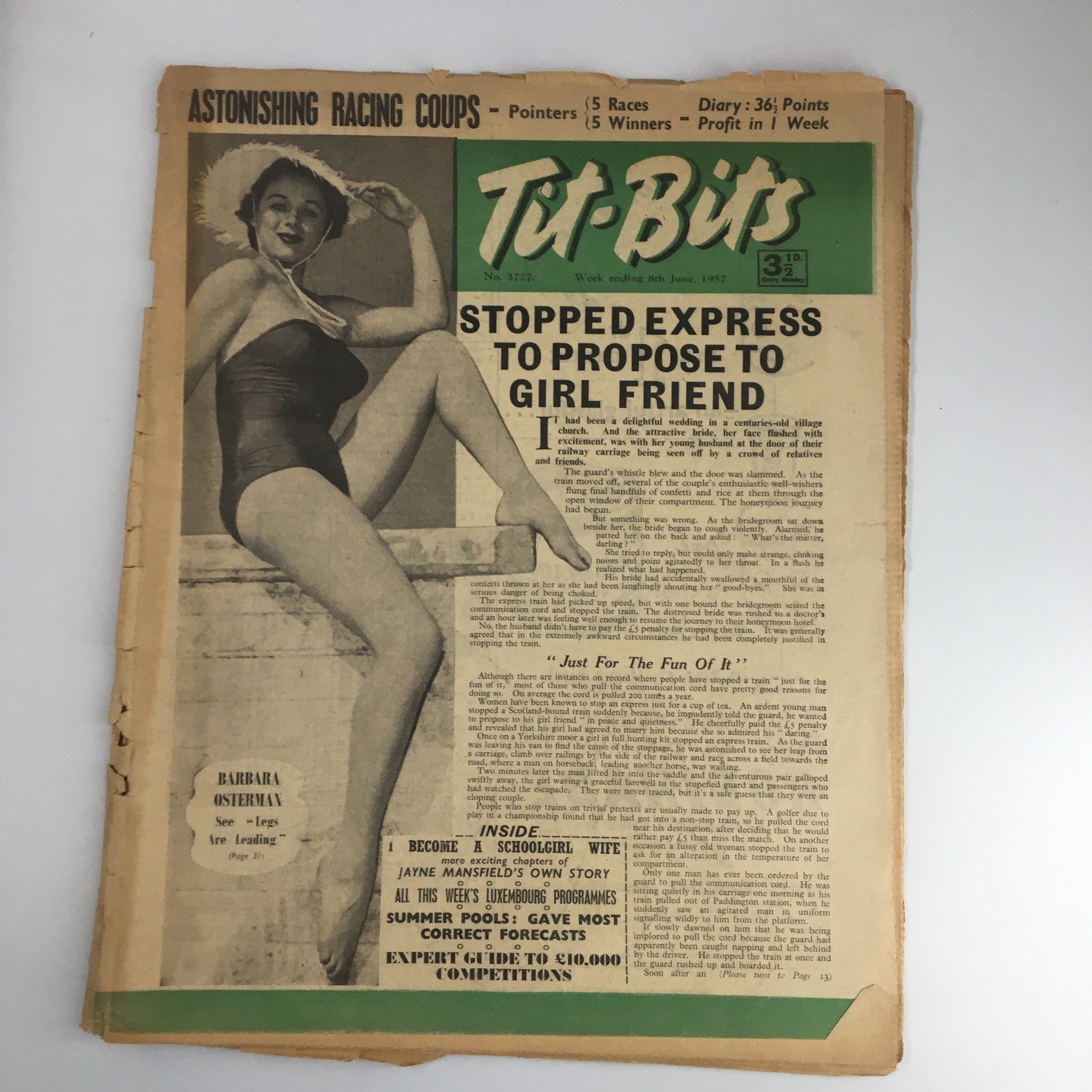 VTG Tit-Bits Magazine June 8 1957 Barbara Osterman Legs Are Leading No Label