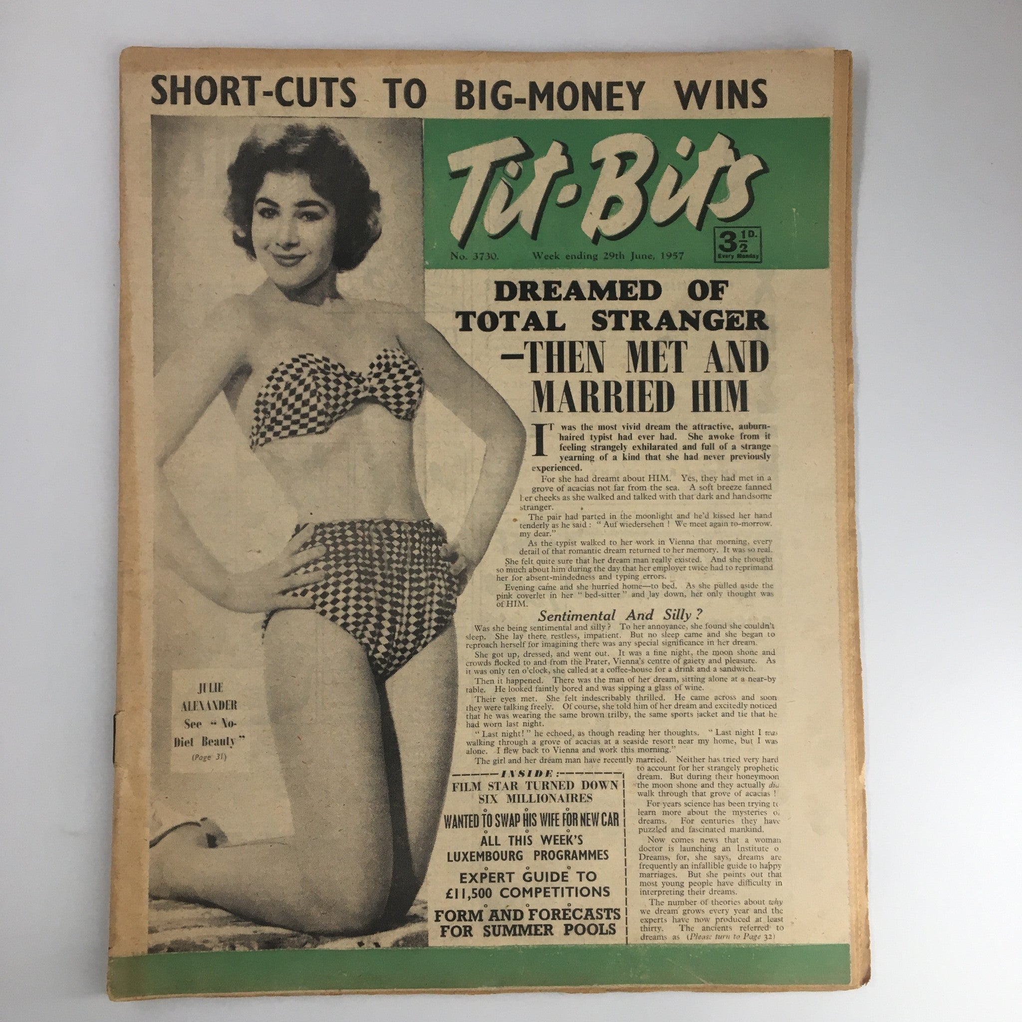 VTG Tit-Bits Magazine June 29 1957 Julie Alexander No-Diet Beauty No Label