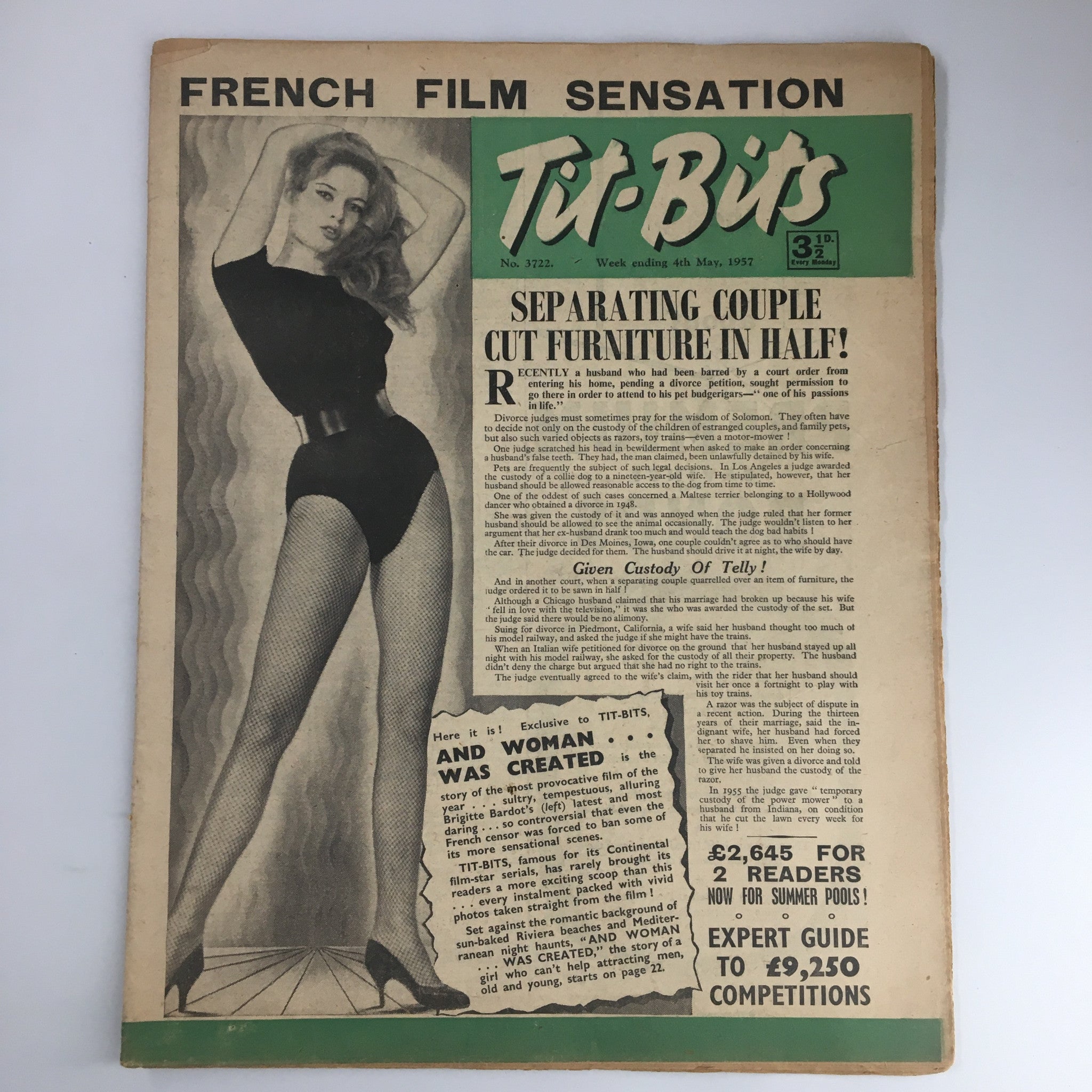 VTG Tit-Bits Magazine May 4 1957 Brigitte Bardot And Woman Was Created No Label