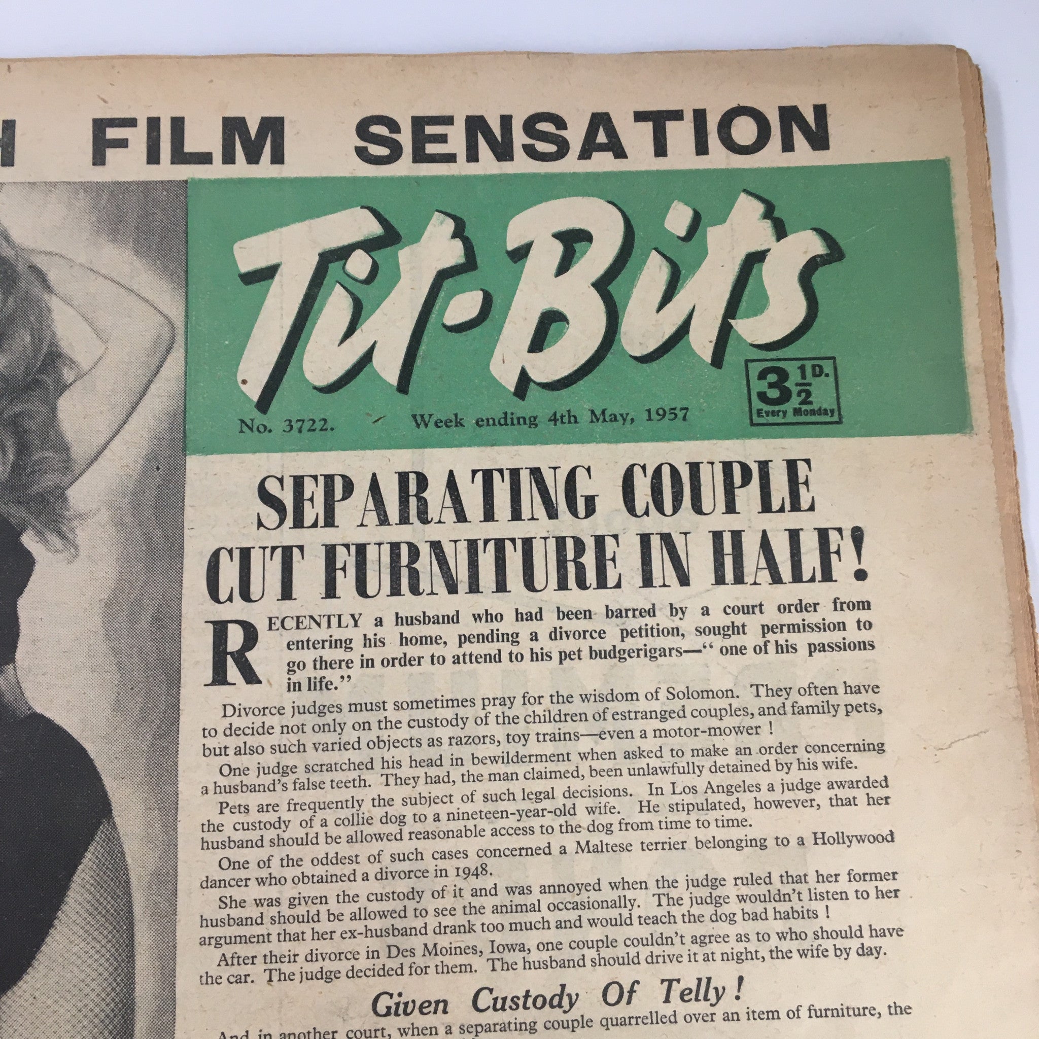 VTG Tit-Bits Magazine May 4 1957 Brigitte Bardot And Woman Was Created No Label