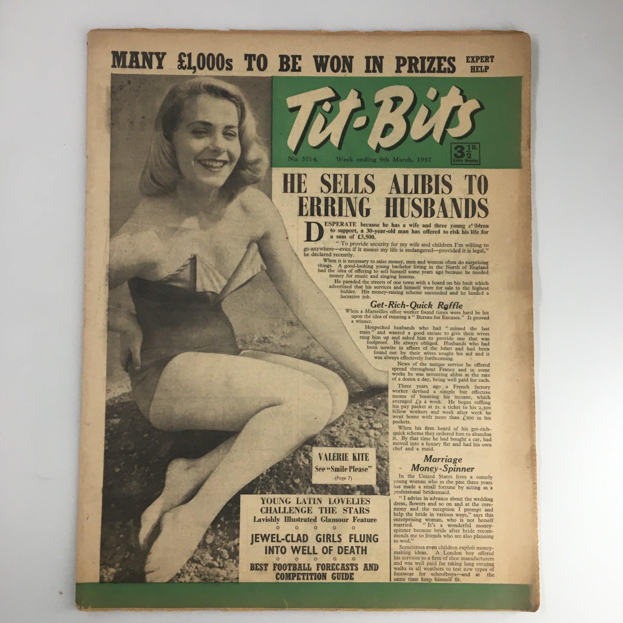 VTG Tit-Bits Magazine March 9 1957 Valerie Kite Smile Please No Label