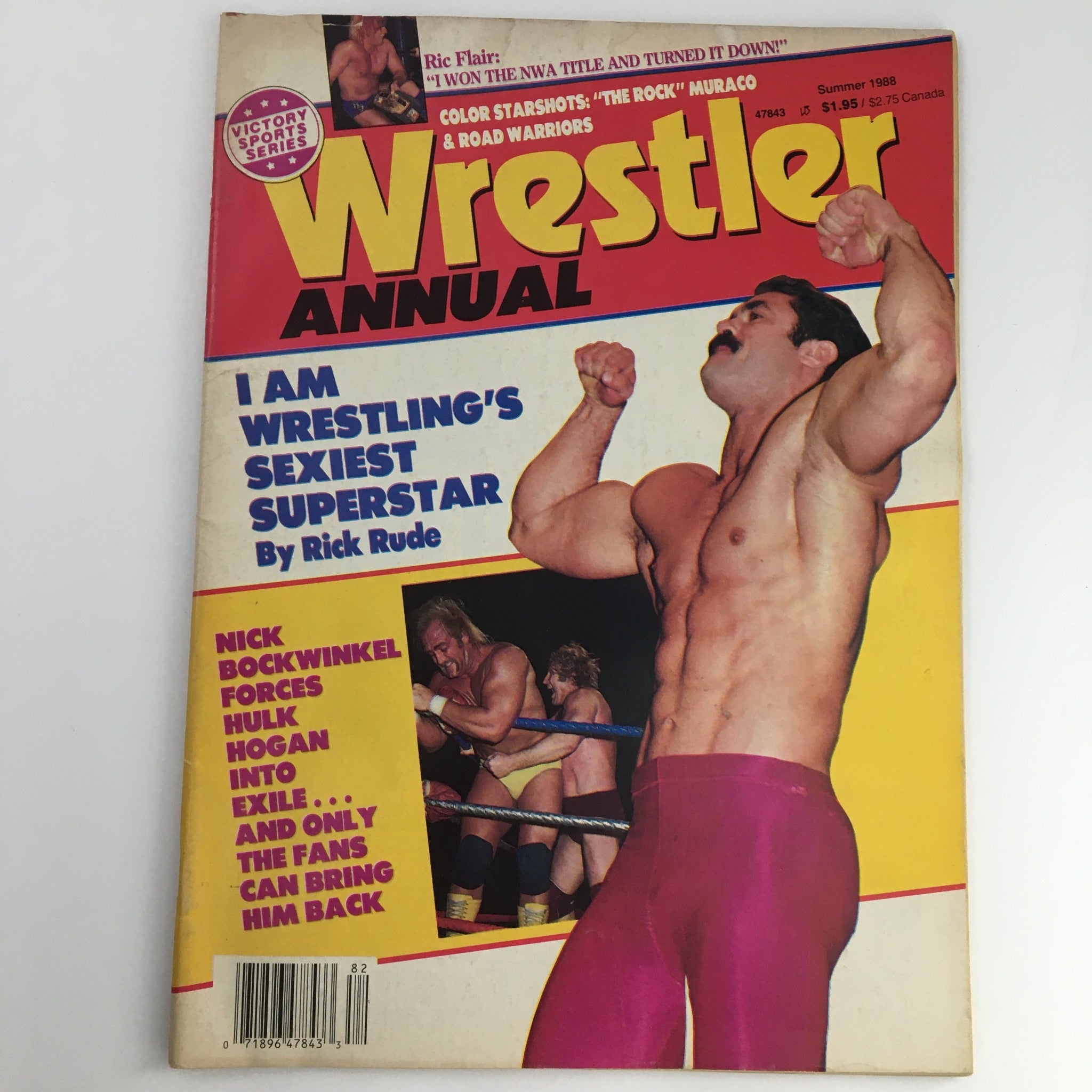 Wrestler Annual Magazine Summer 1988 cover featuring Rick Rude as 'Wrestling's Sexiest Superstar,' showcasing iconic wrestling themes and bold graphics.
