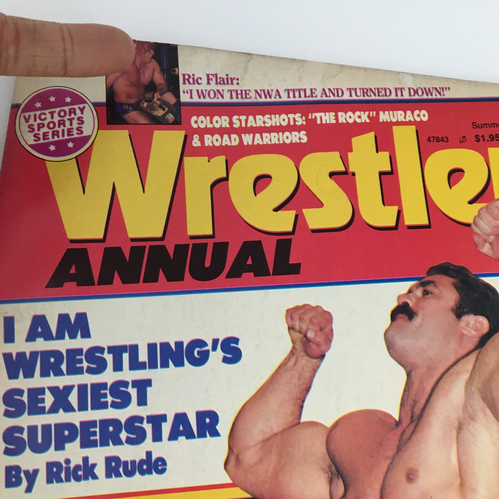 Close-up of the Wrestler Annual Magazine Summer 1988 cover, highlighting Rick Rude's pose and statement about being 'Wrestling's Sexiest Superstar.'