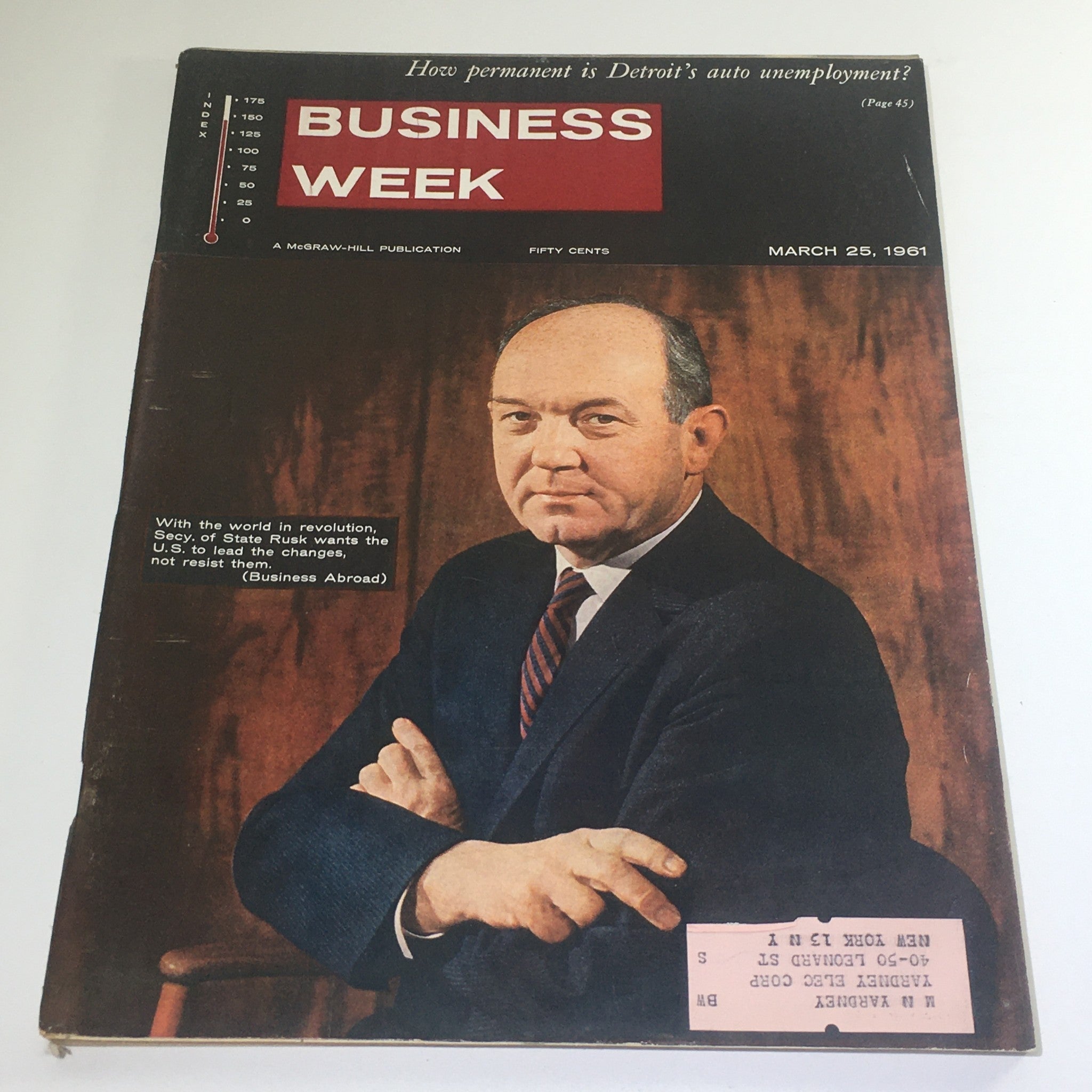 Business Week Magazine: March 25 1961 - Secretary of State Dean Rusk