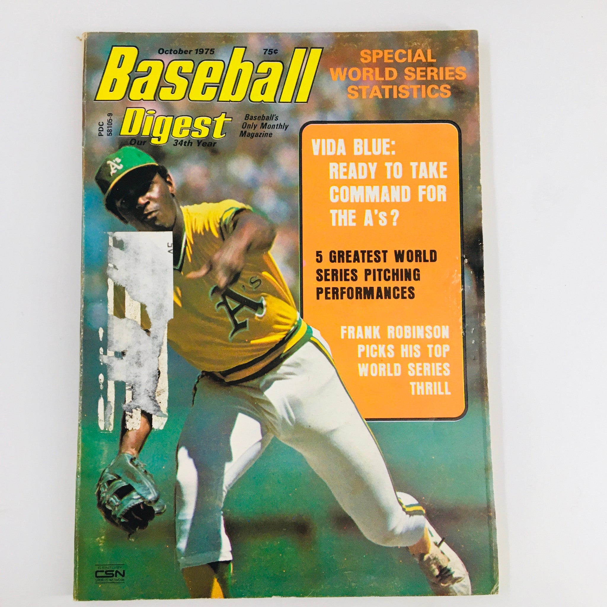 VTG Baseball Digest Magazine October 1975 Vida Blue and Frank Robinson