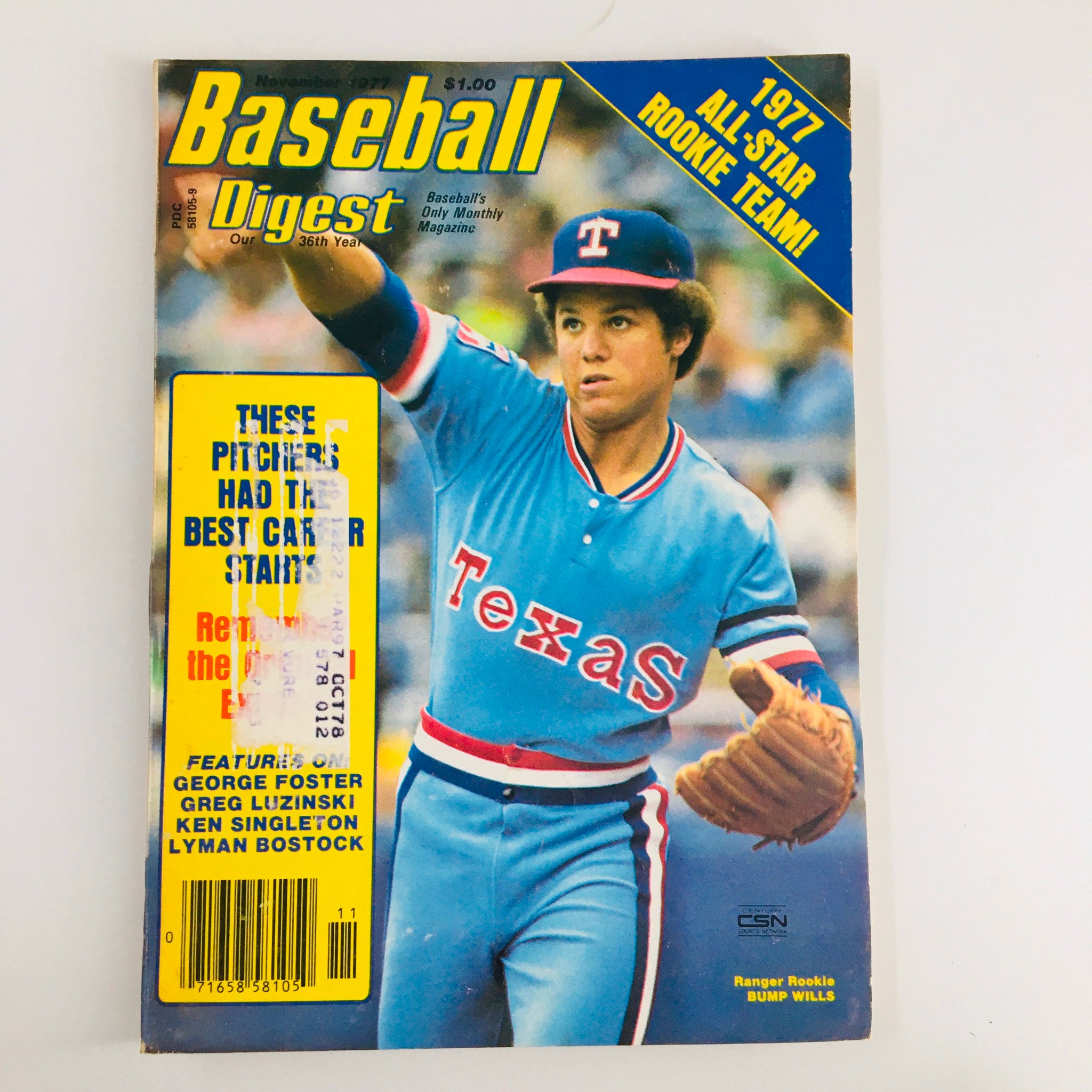 VTG Baseball Digest Magazine November 1977 Ranger Rookie Bump Wills