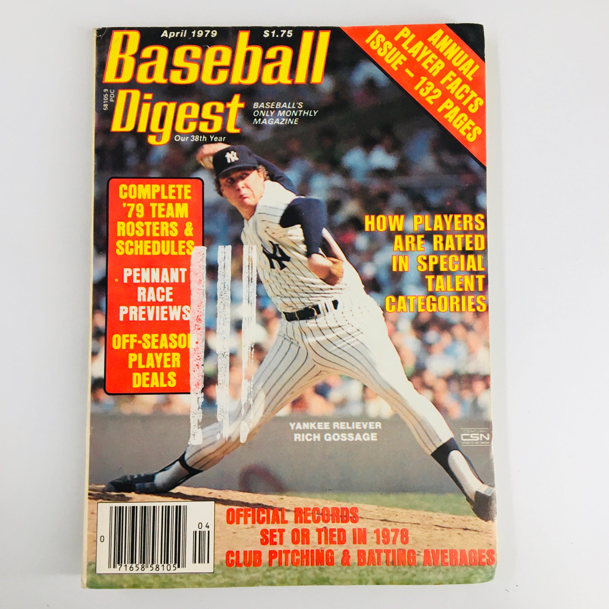 VTG Baseball Digest Magazine April 1979 Yankee Reliever Rich Gossage