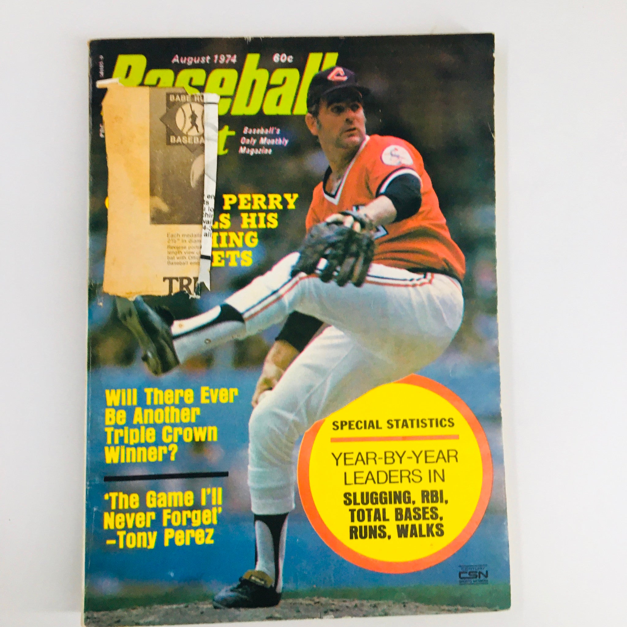 VTG Baseball Digest Magazine August 1974 Gaylord Perry by Carl Skalak