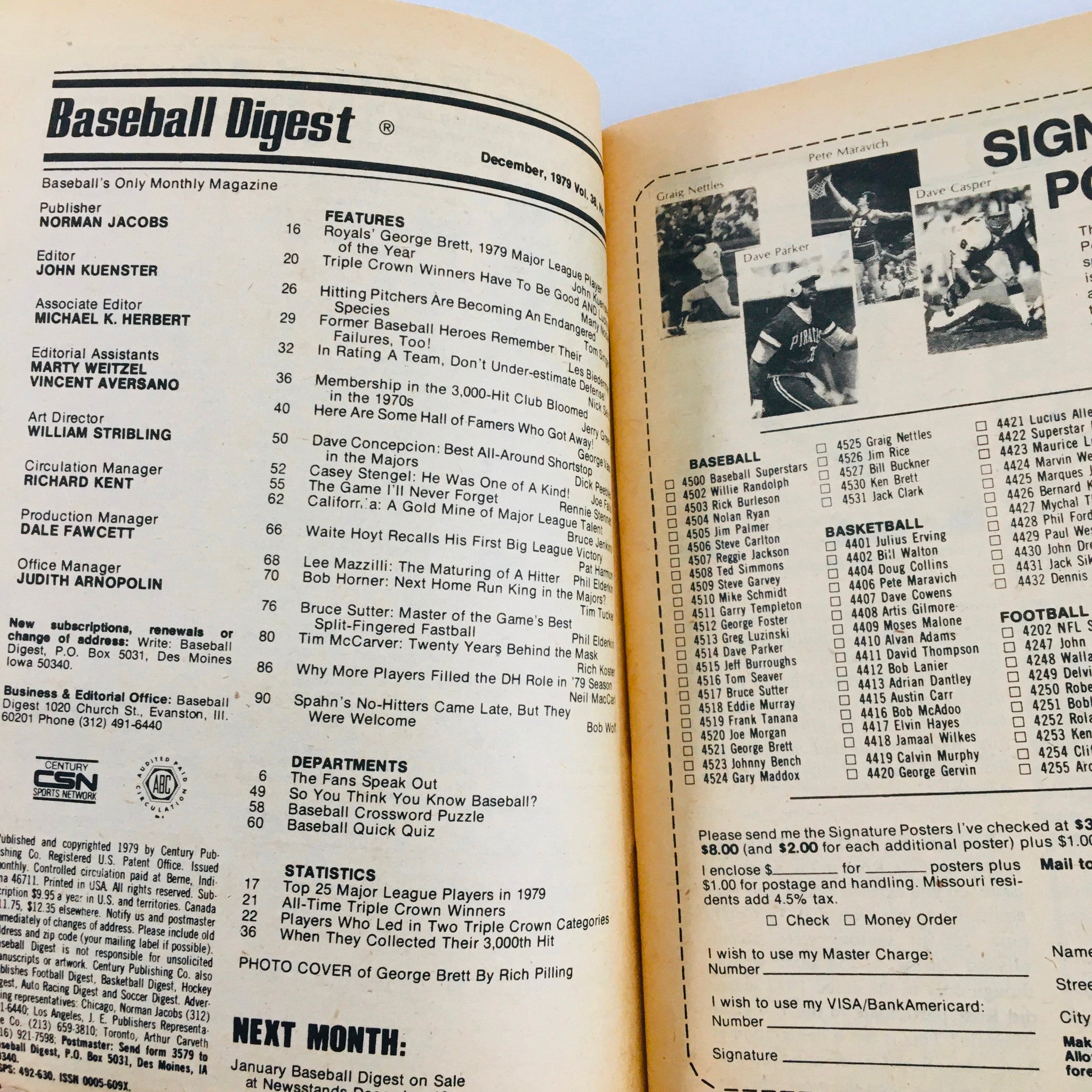 VTG Baseball Digest Magazine December 1979 The Player of the Year George Brett