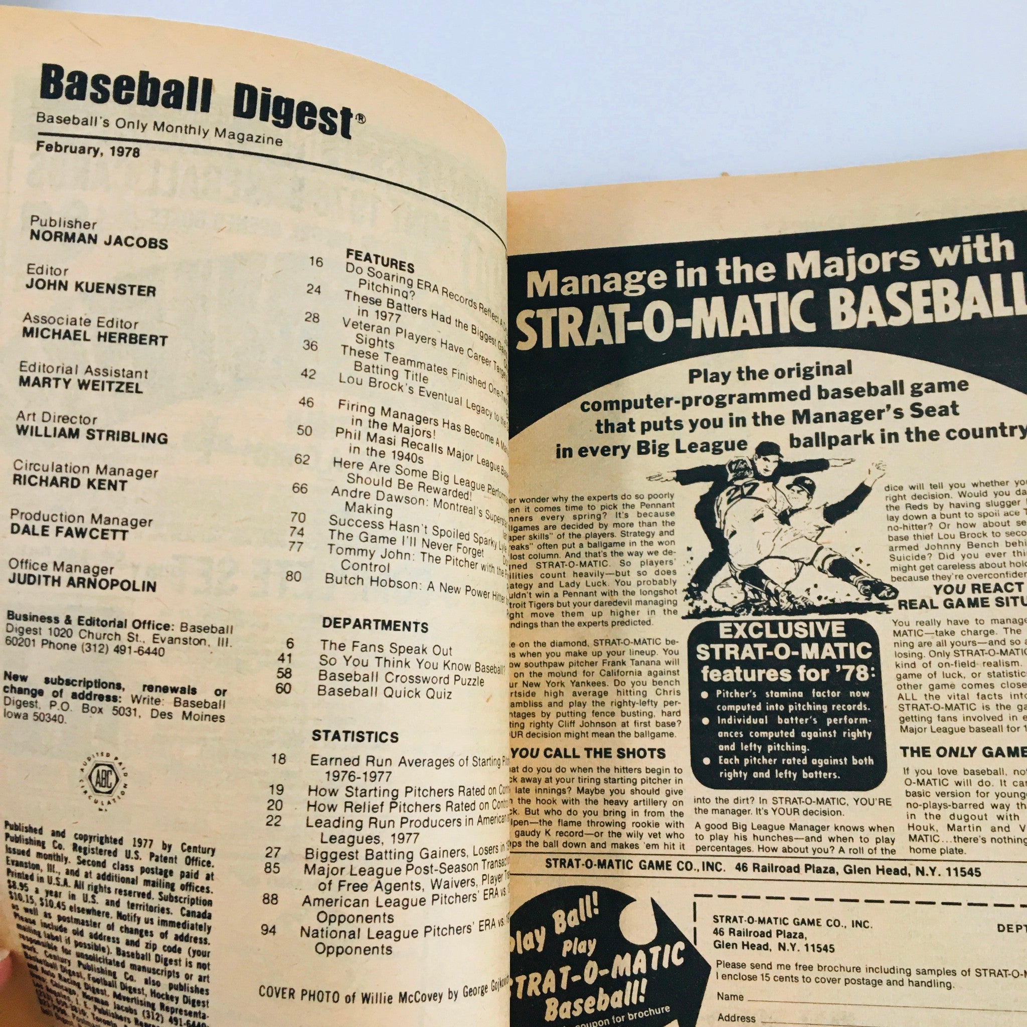 VTG Baseball Digest Magazine February 1978 Willie McCovery 500 Career Homers