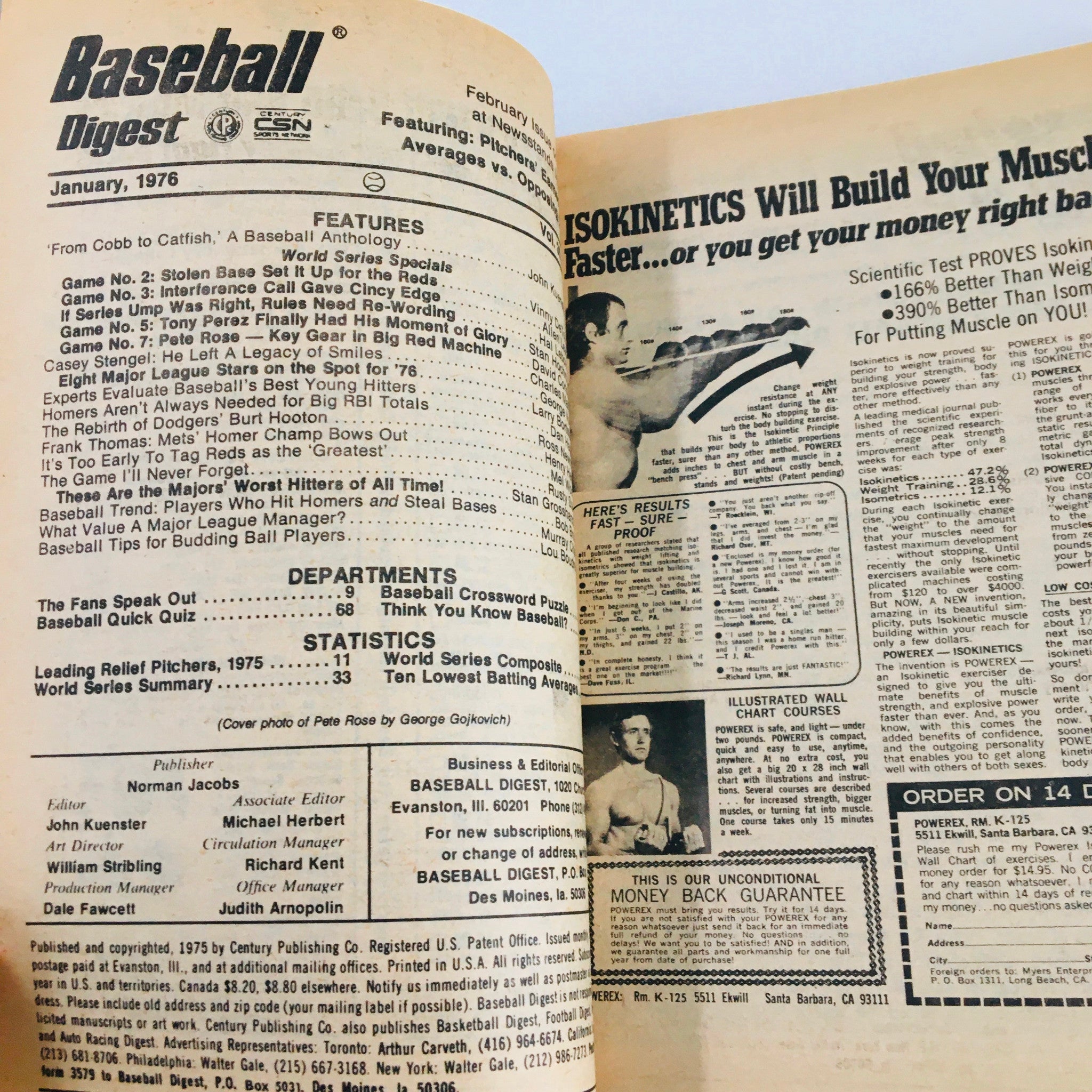 VTG Baseball Digest Magazine January 1976 Pete Rose The Series MVP