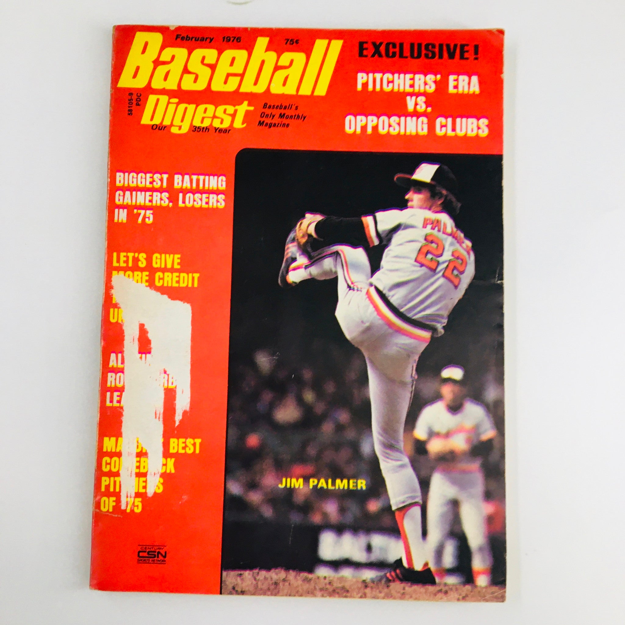 VTG Baseball Digest Magazine February 1976 Jim Palmer Pitching by Carl Skalak