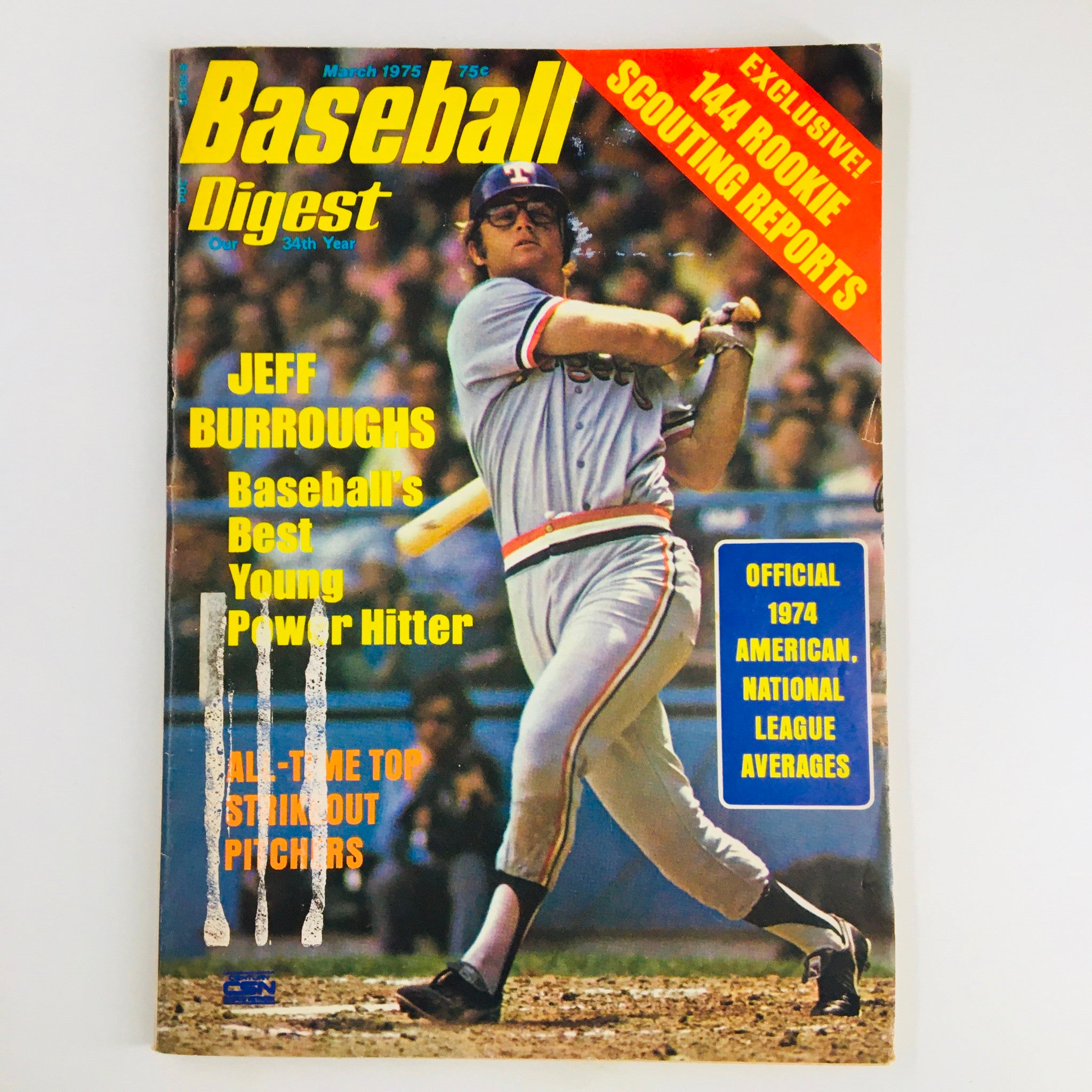 VTG Baseball Digest Magazine March 1975 Jeff Burroughs Best Young Power Hitter