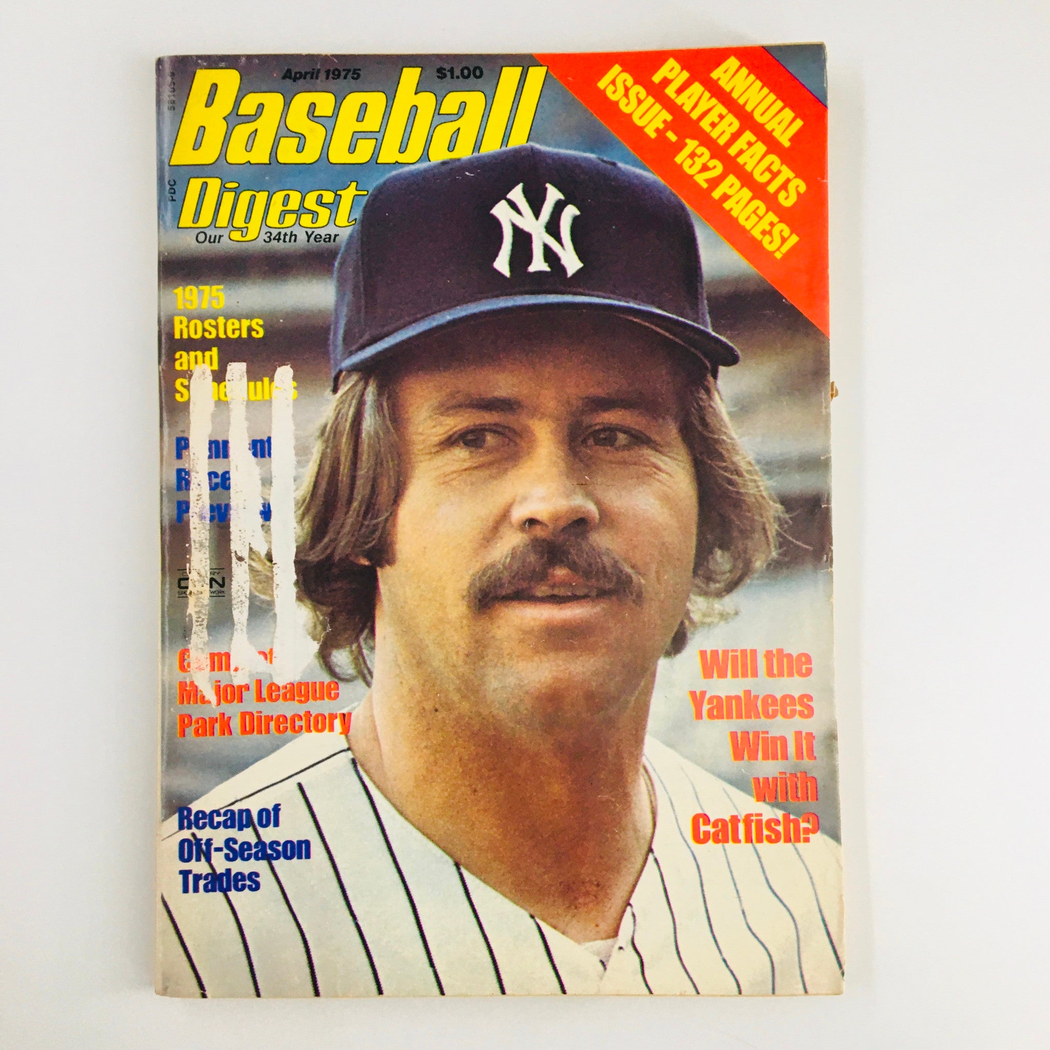 VTG Baseball Digest Magazine April 1975 New York Yankees Catfish Hunter