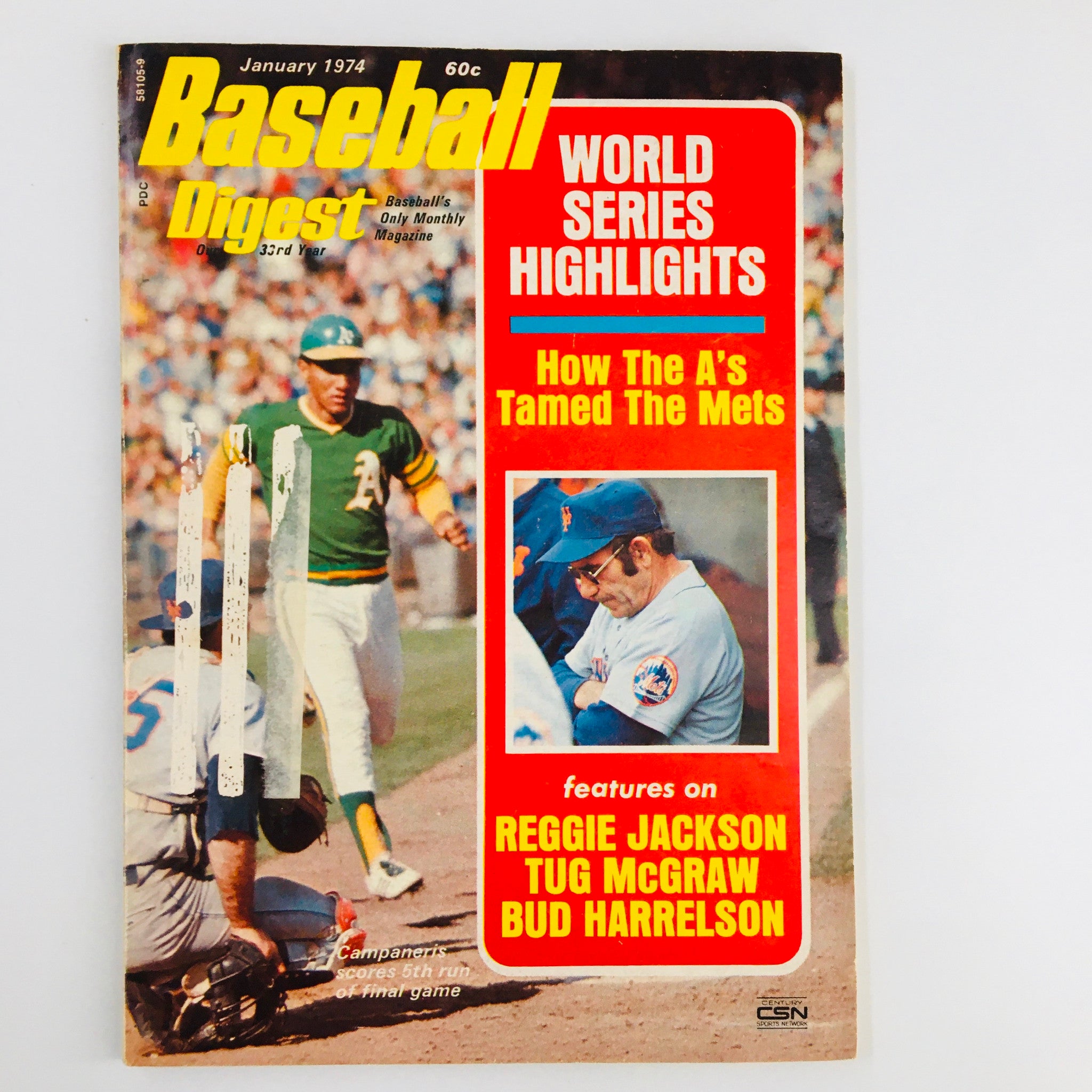 VTG Baseball Digest Magazine January 1974 Campaneris Scoring of Yogi Berra