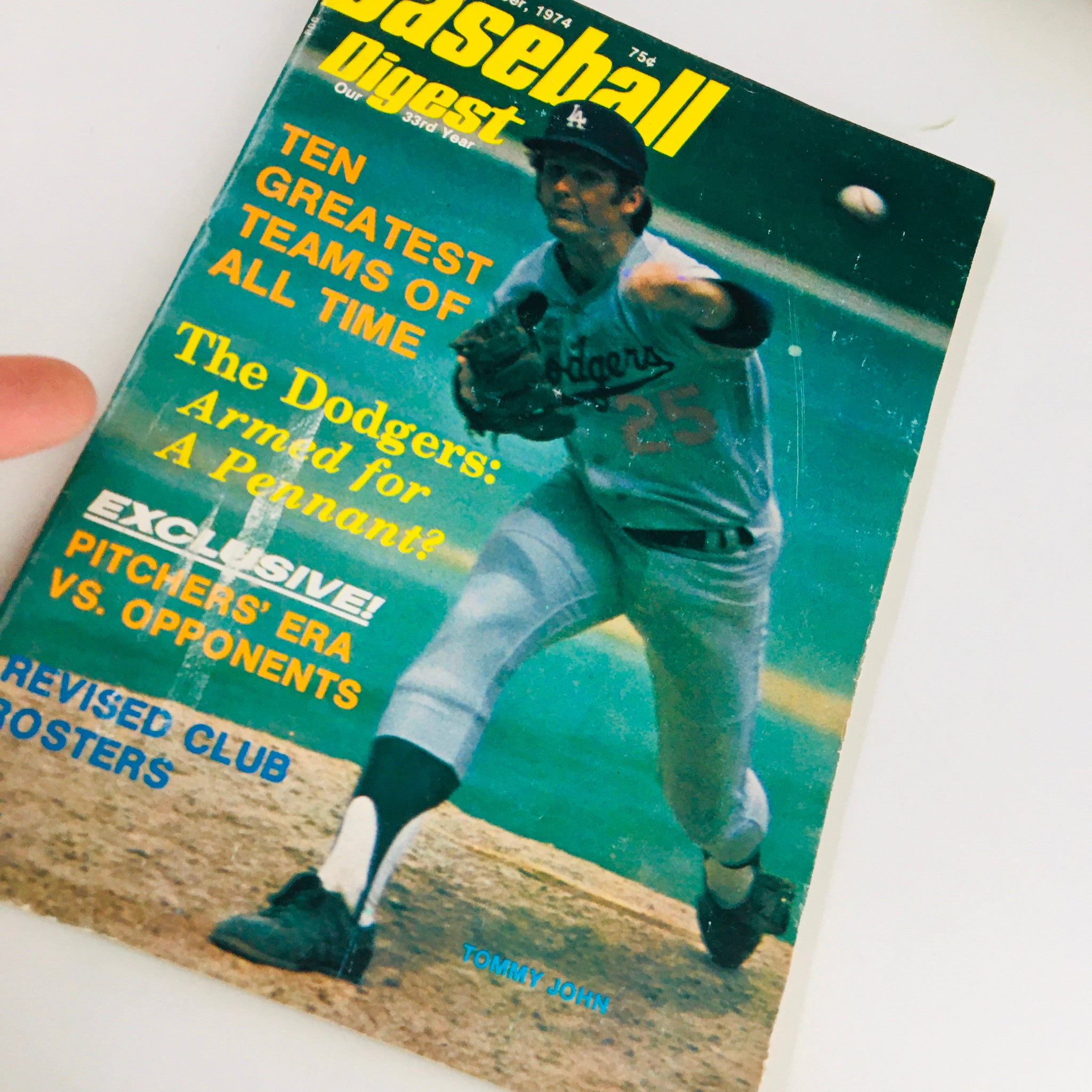 VTG Baseball Digest Magazine September 1974 Tommy John Dodgers Armed for Pennant