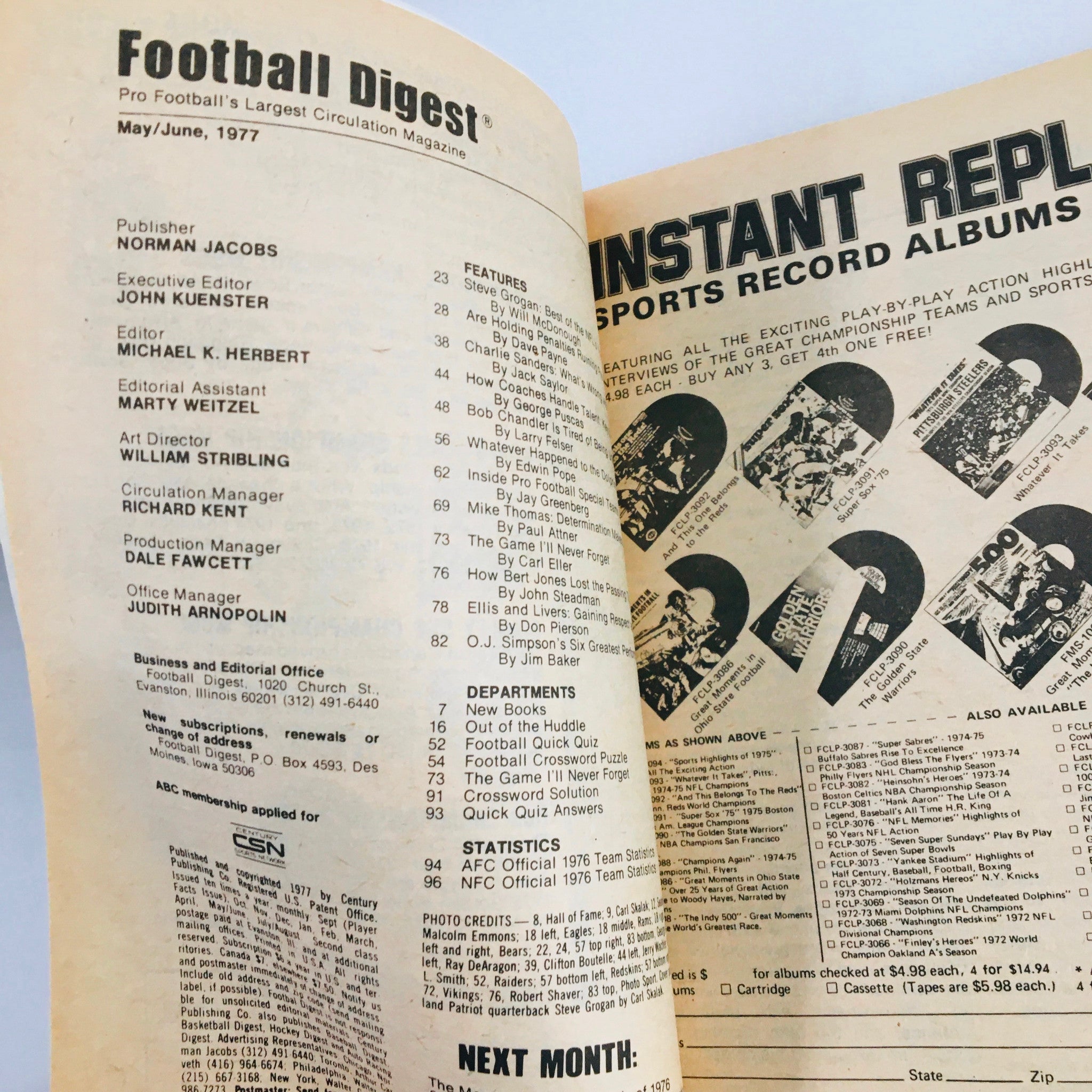 VTG Football Digest Magazine June 1977 Steve Gorgan NFL's Young Quarterback