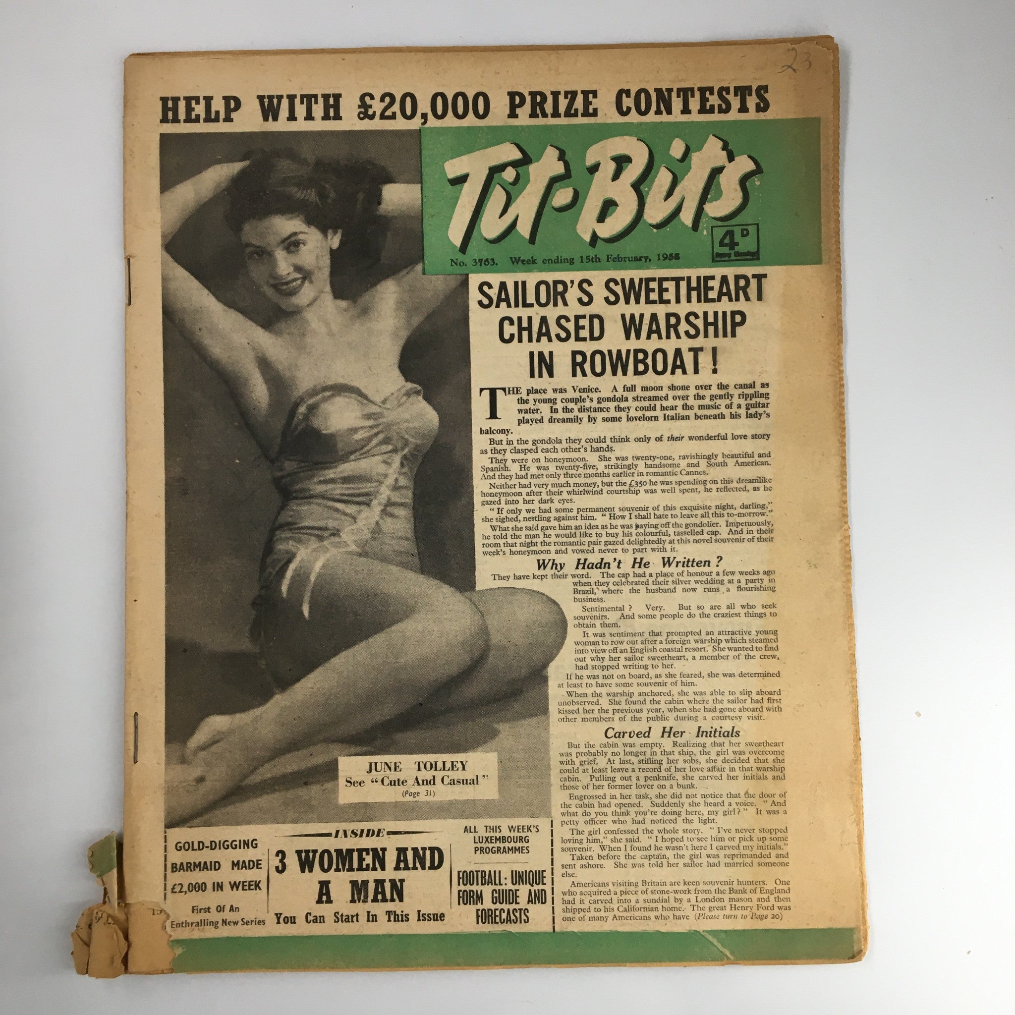 VTG Tit-Bits Magazine February 1955 June Tolley in Cute and Casual No Label