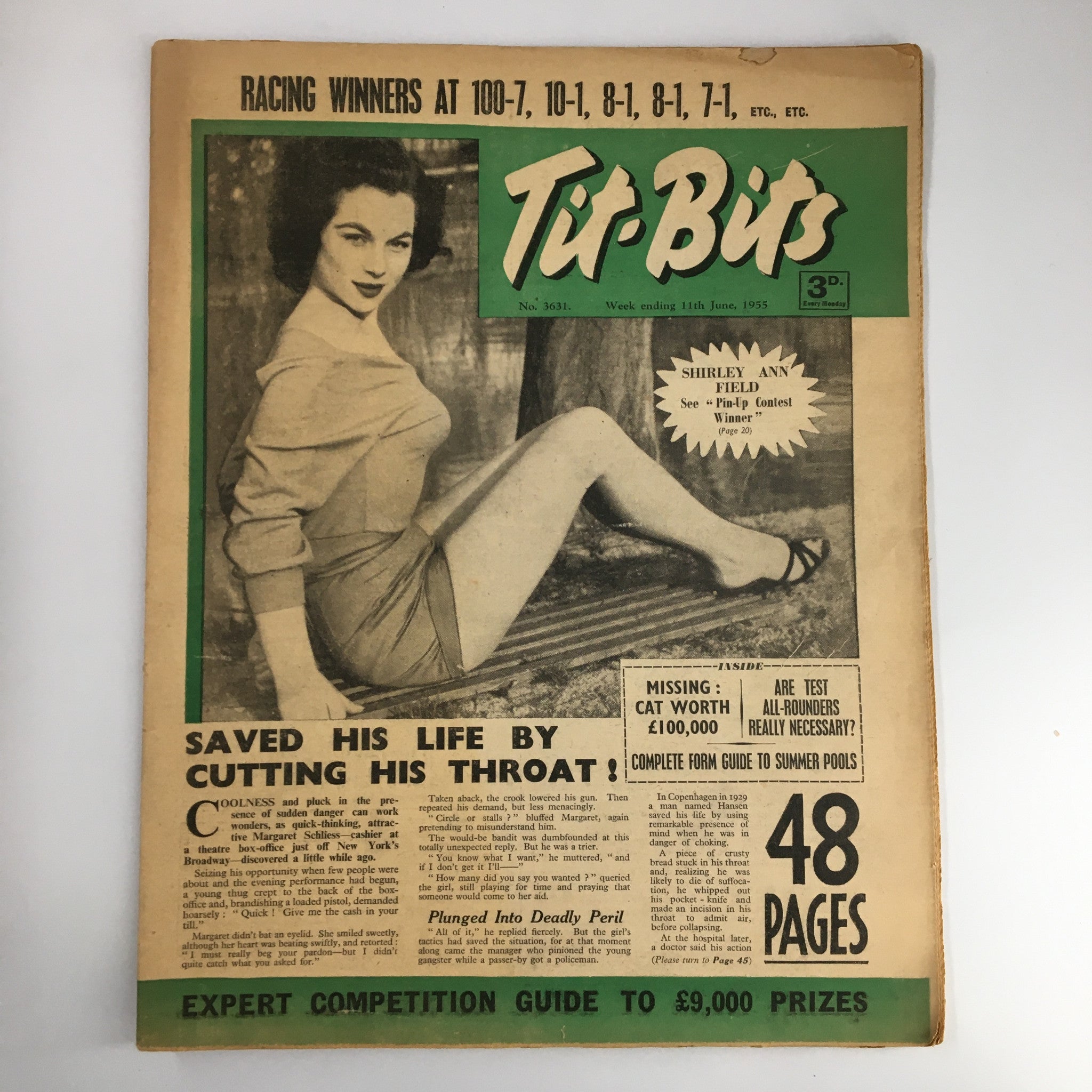 VTG Tit-Bits Magazine June 1955 Shirley Ann Field Pin-Up Contest Winner No Label