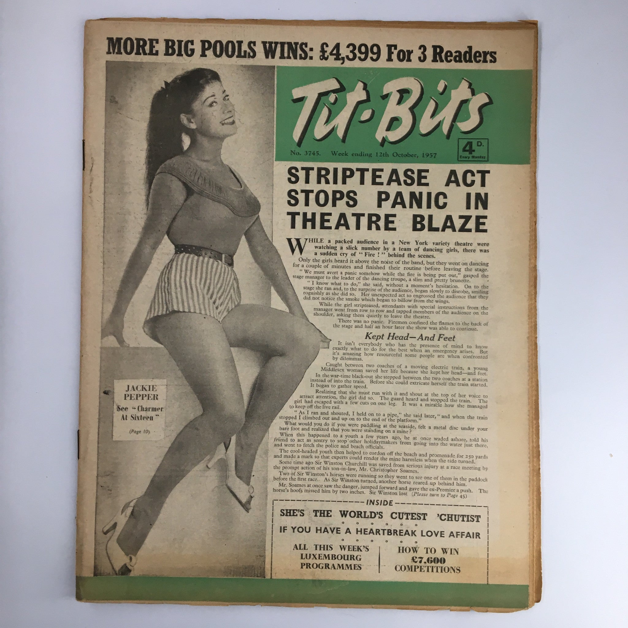 VTG Tit-Bits Magazine October 1957 Jackie Pepper Charmer at Sixteen No Label