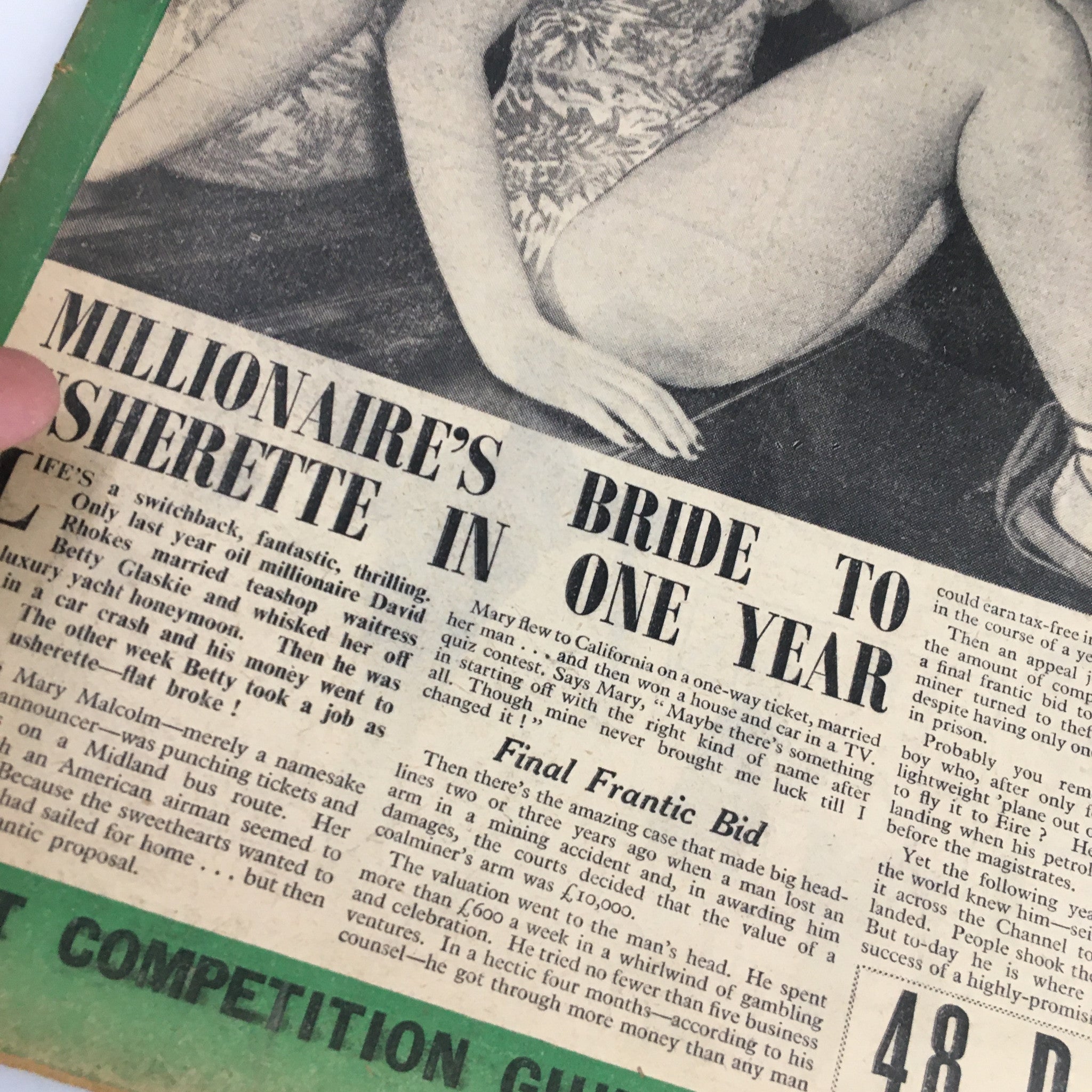 VTG Tit-Bits Magazine January 1955 Francoise Arnould Sensational Story No Label