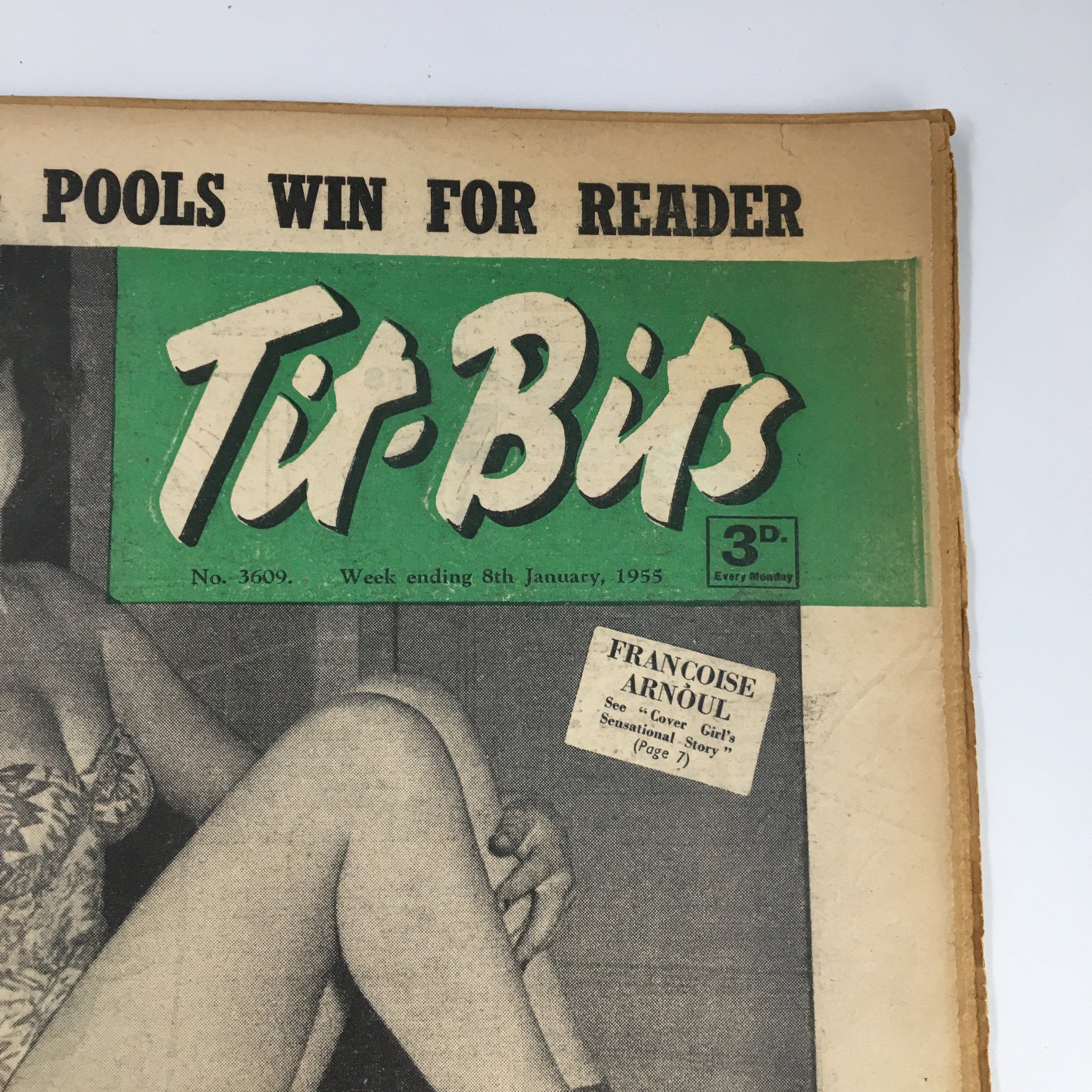 VTG Tit-Bits Magazine January 1955 Francoise Arnould Sensational Story No Label