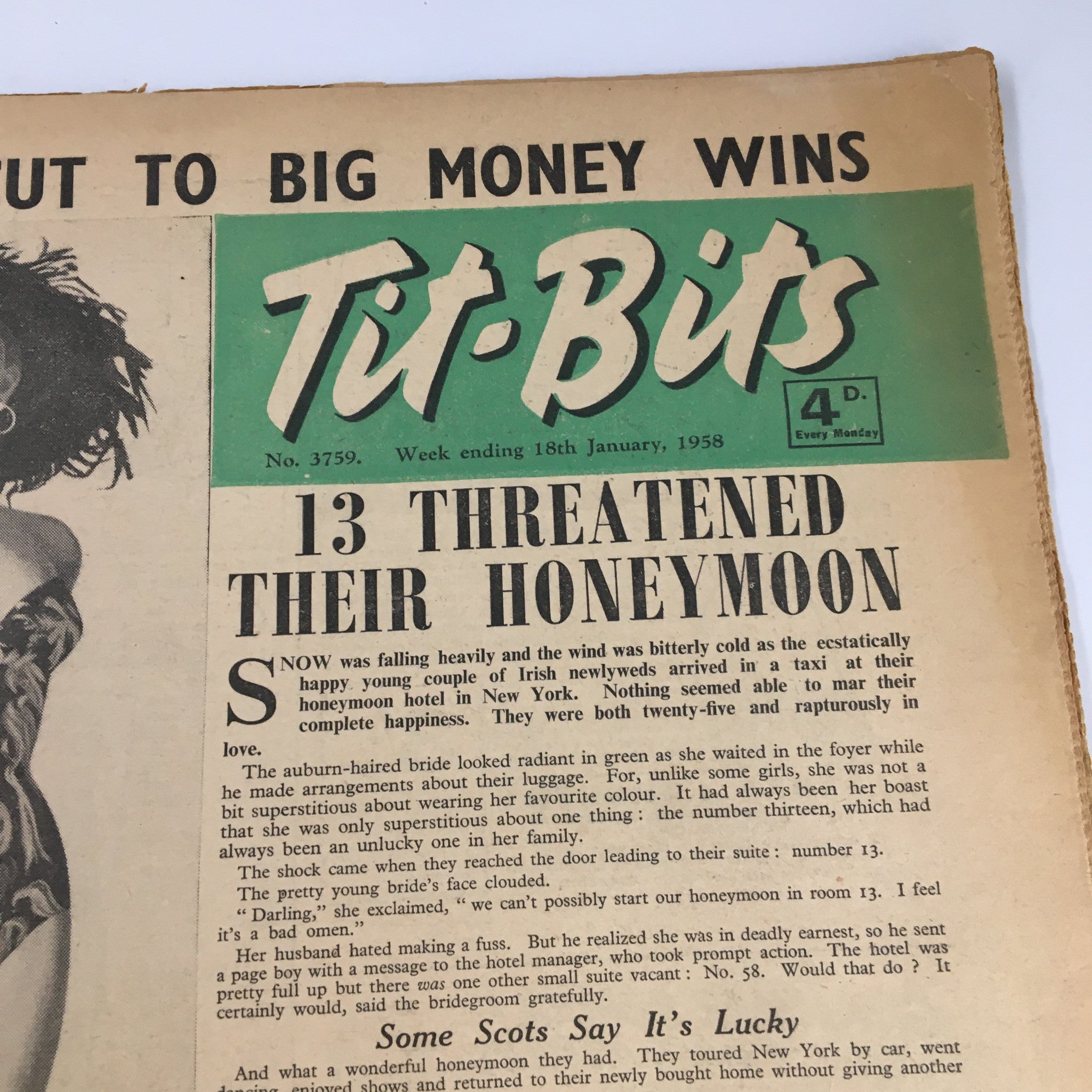 VTG Tit-Bits Magazine January 1958 Magali Noel The Power She Held No Label