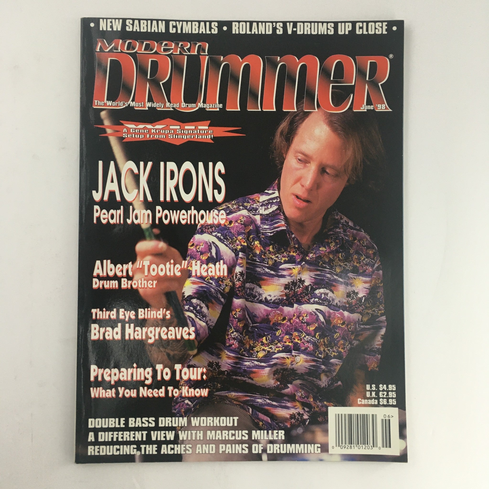 Modern Drummer Magazine June 1998 Jack Irons & Albert Heath & Brad Hargreaves