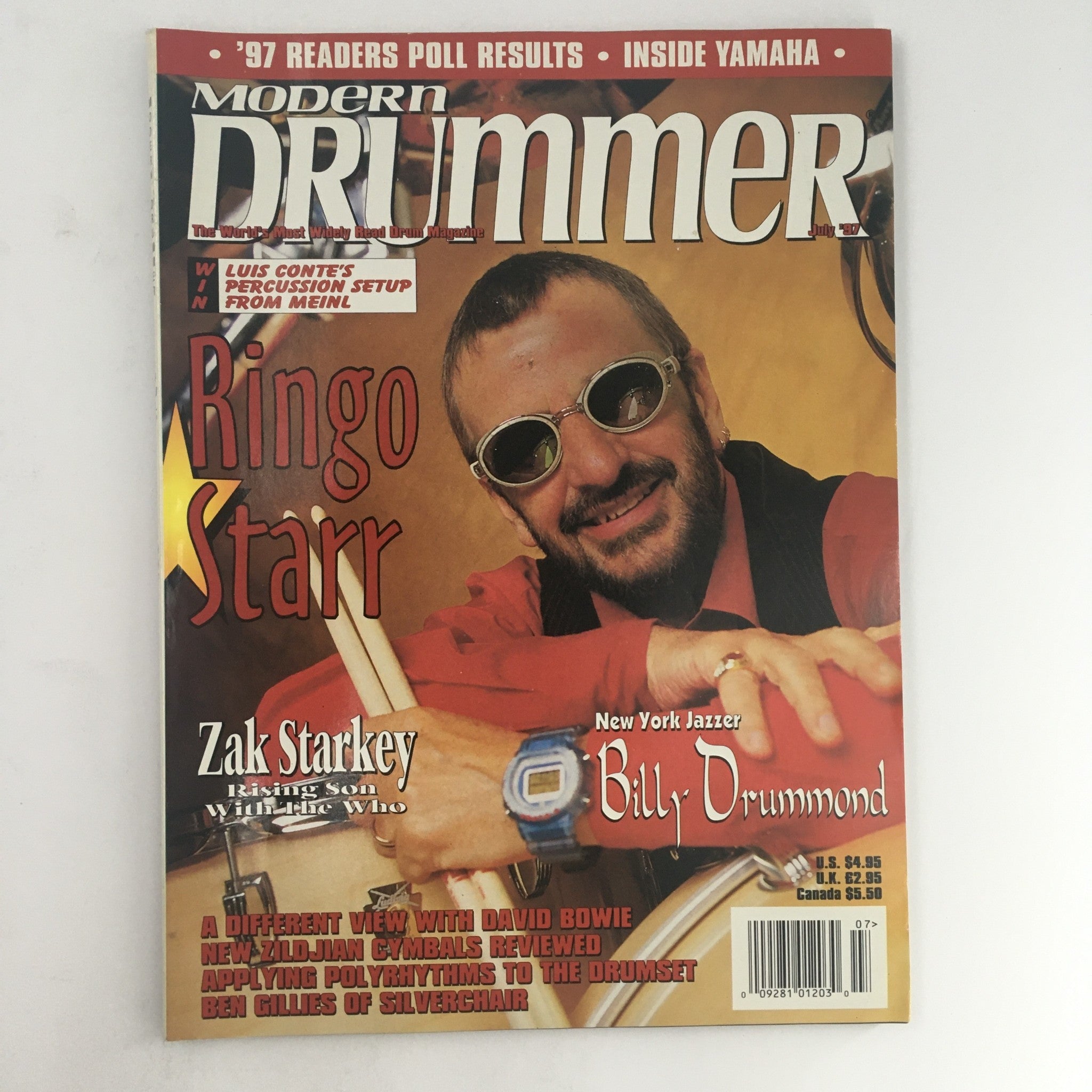 Modern Drummer Magazine July 1997 Ringo Starr & Zak Starkey & Billy Drummond, VG