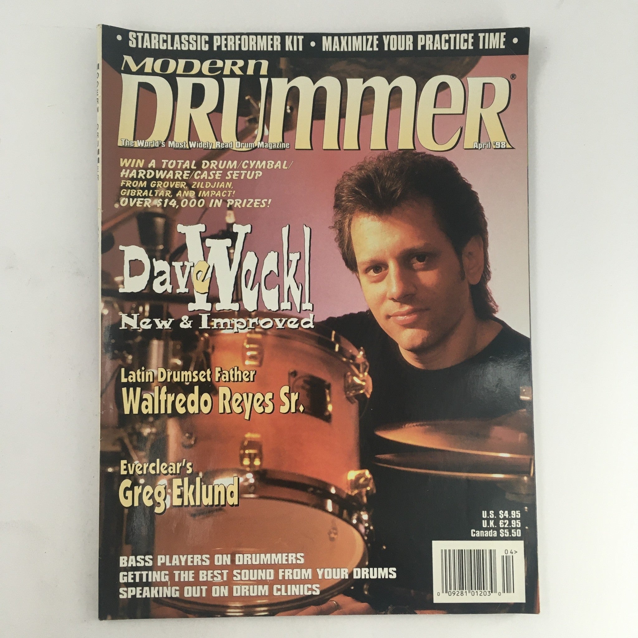 Modern Drummer Magazine April 1998 Dave Weckl & Walfredo Reyes Sr. & Greg Eklund