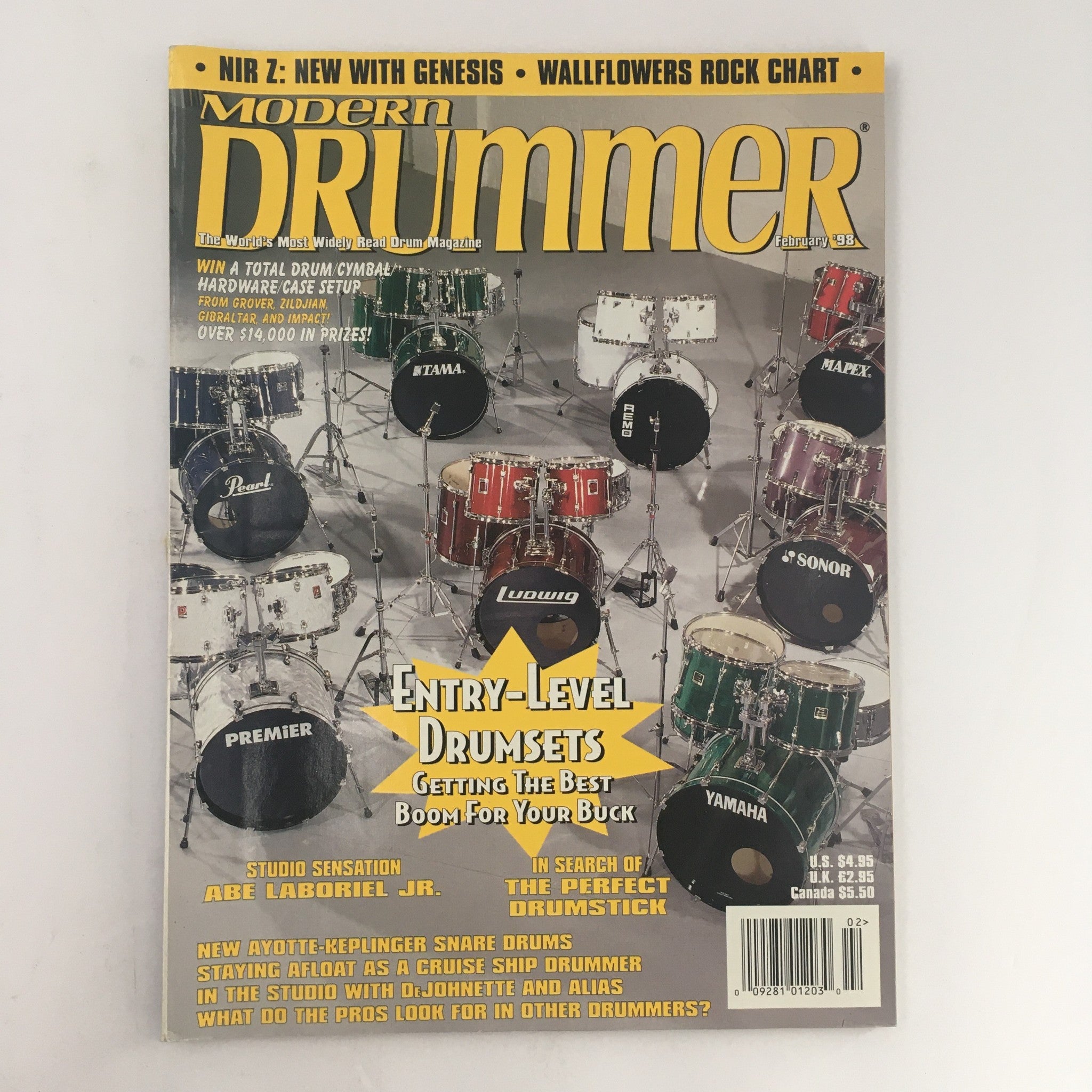 Modern Drummer Magazine February 1998 Abe Laboriel Jr. & Jack DeJohnette, VG