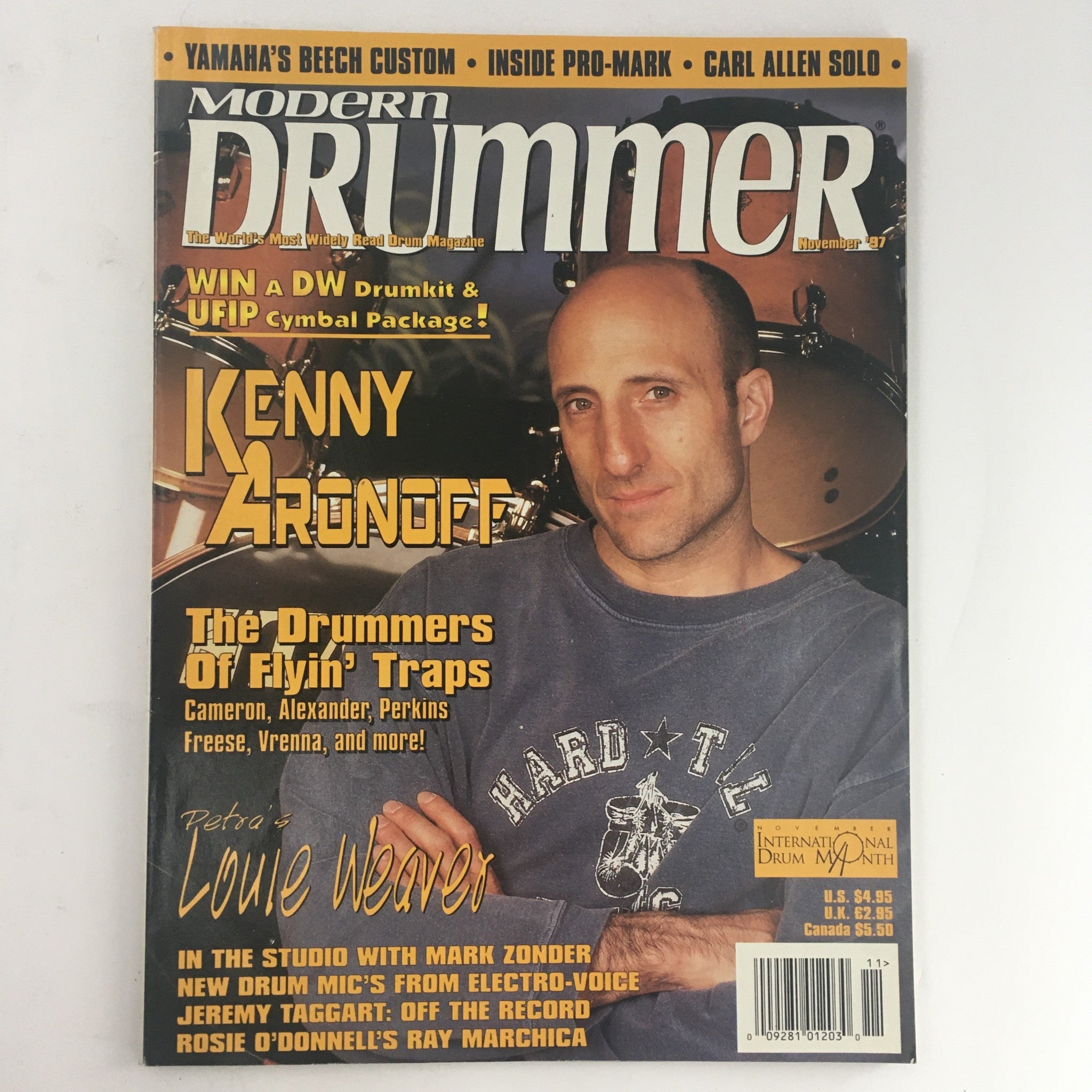 Modern Drummer Magazine November 1997 Kenny Aronoff & Cameron Alexander, VG