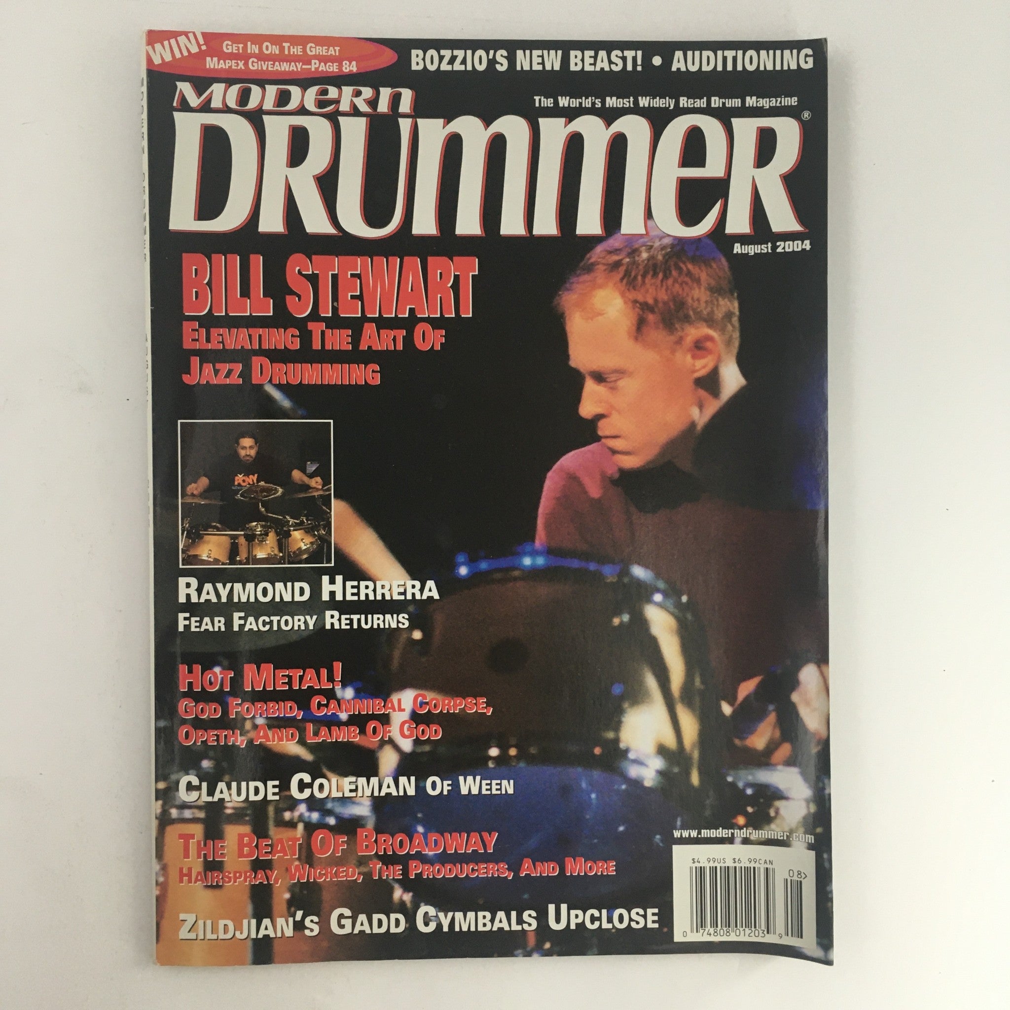 Modern Drummer Magazine August 2004 Bill Stewart & Raymond Herrera, VG