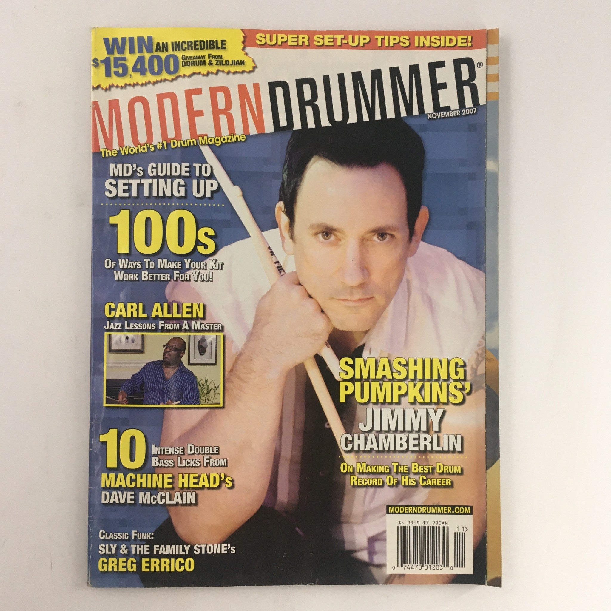 Modern Drummer Magazine November 2007 Carl Allen & Jimmy Chamberlin, VG