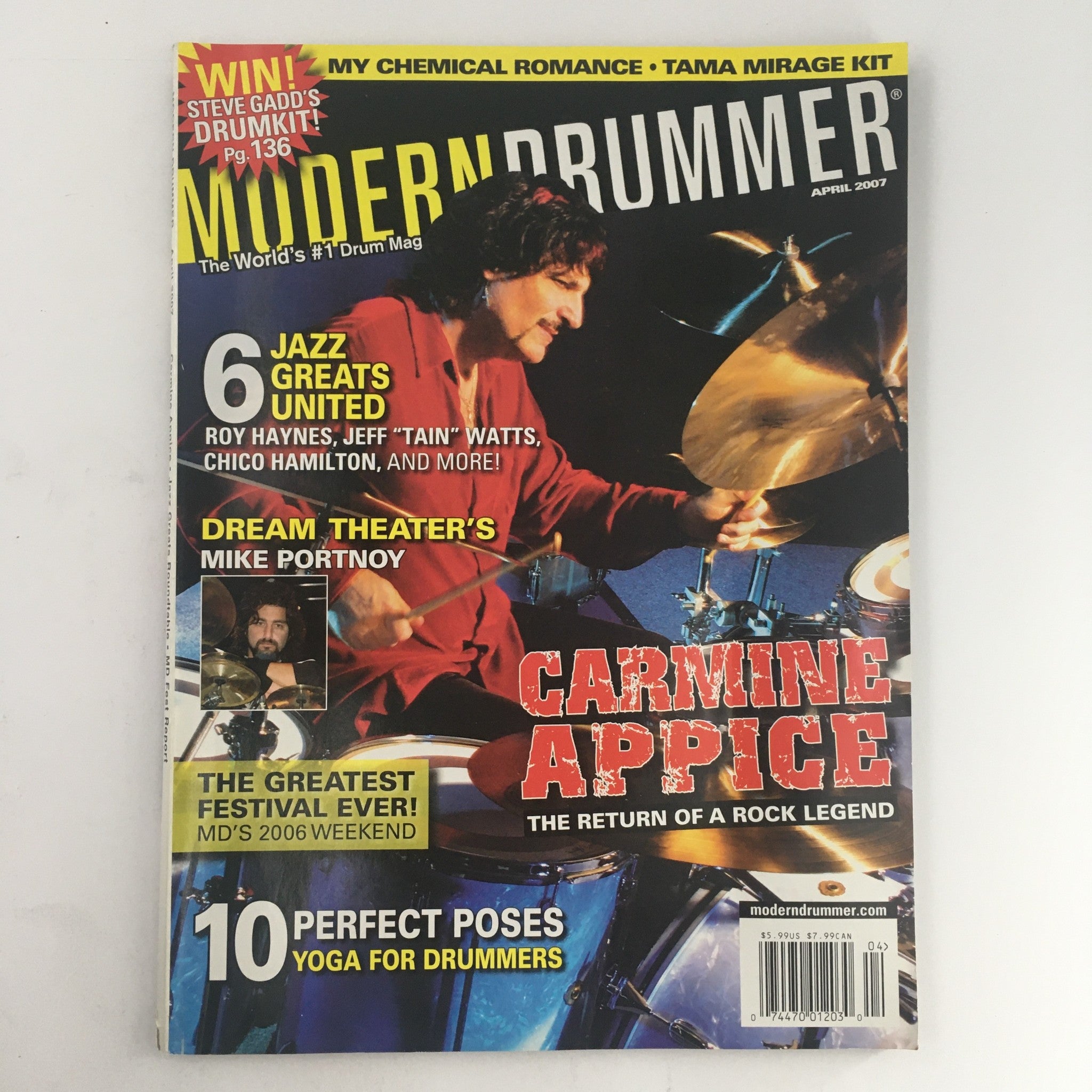 Modern Drummer Magazine April 2007 Carmine Appice & Mike Portnoy & Roy Haynes