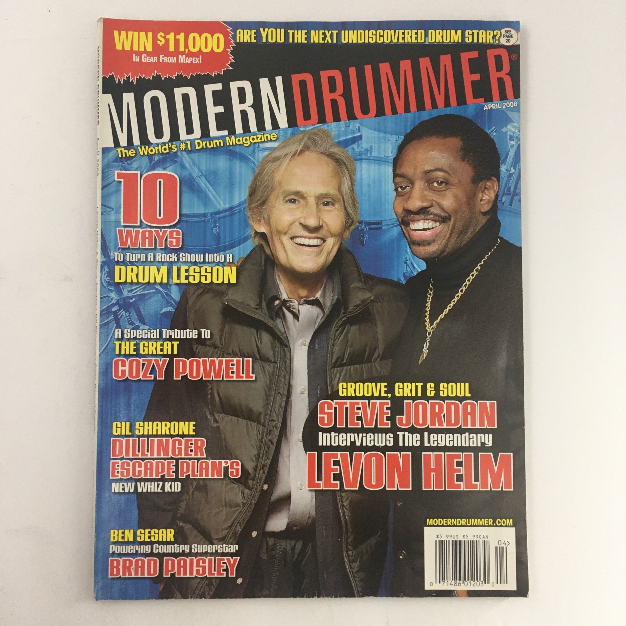 Modern Drummer Magazine April 2008 Steve Jordan & The Legendary Levon Helm