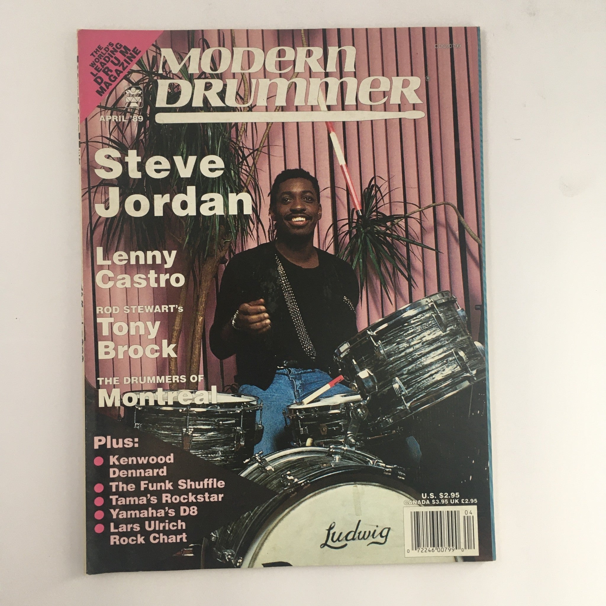 Modern Drummer Magazine April 1989 Steve Jordan & Lenny Castro & Tony Brock, VG