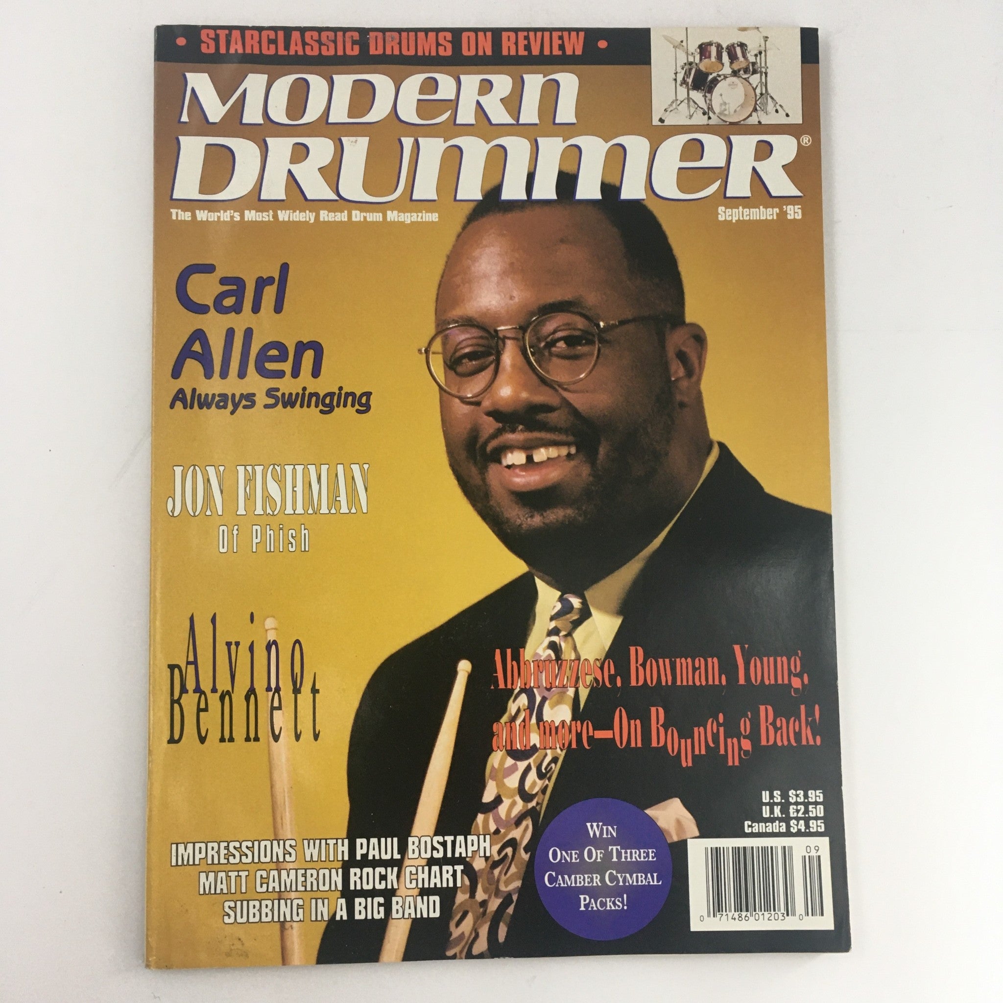 Modern Drummer Magazine September 1995 Carl Allen & Jon Fishman & Alvino Bennett