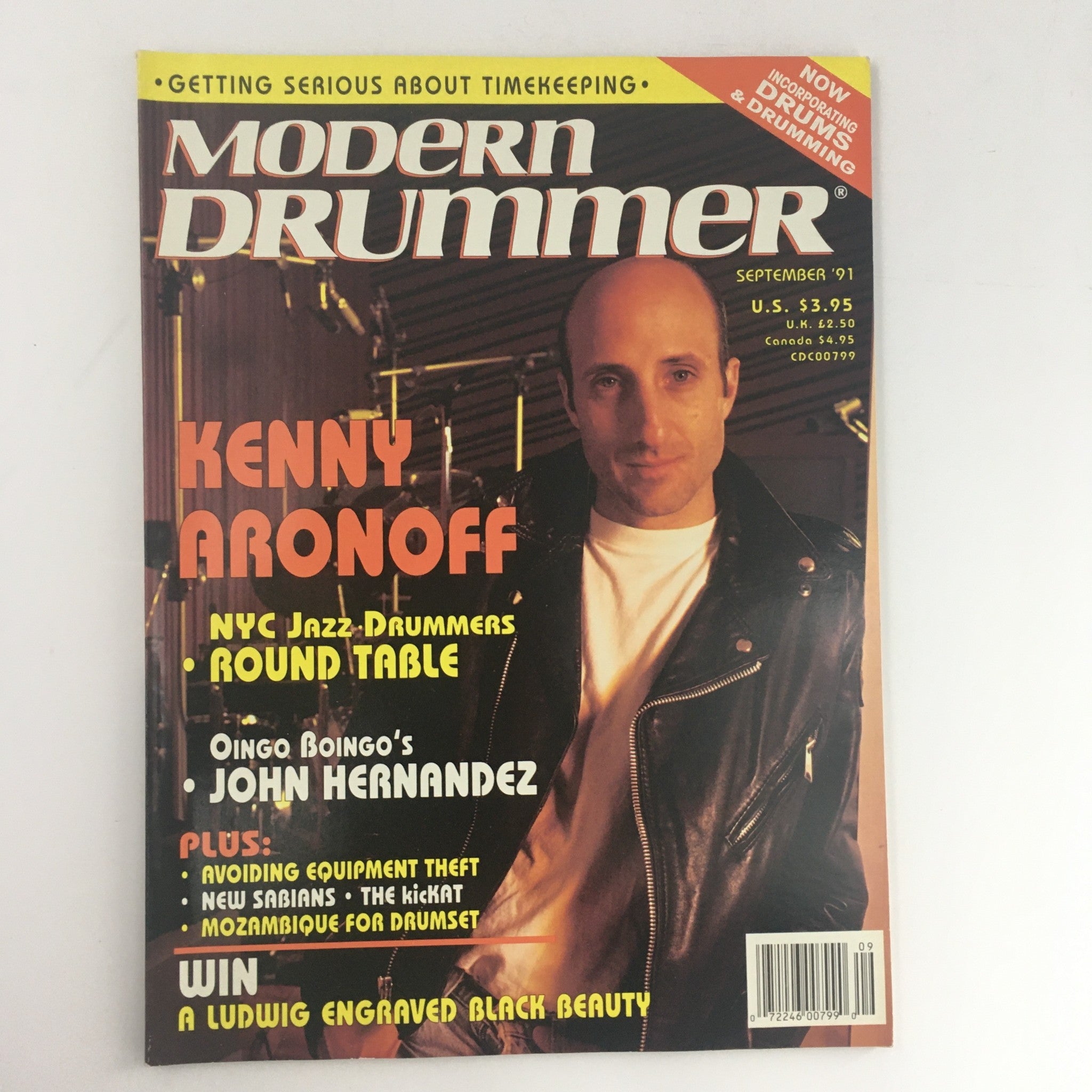 Modern Drummer Magazine September 1991 Kenny Aronoff & John Hernandez & Ludwig