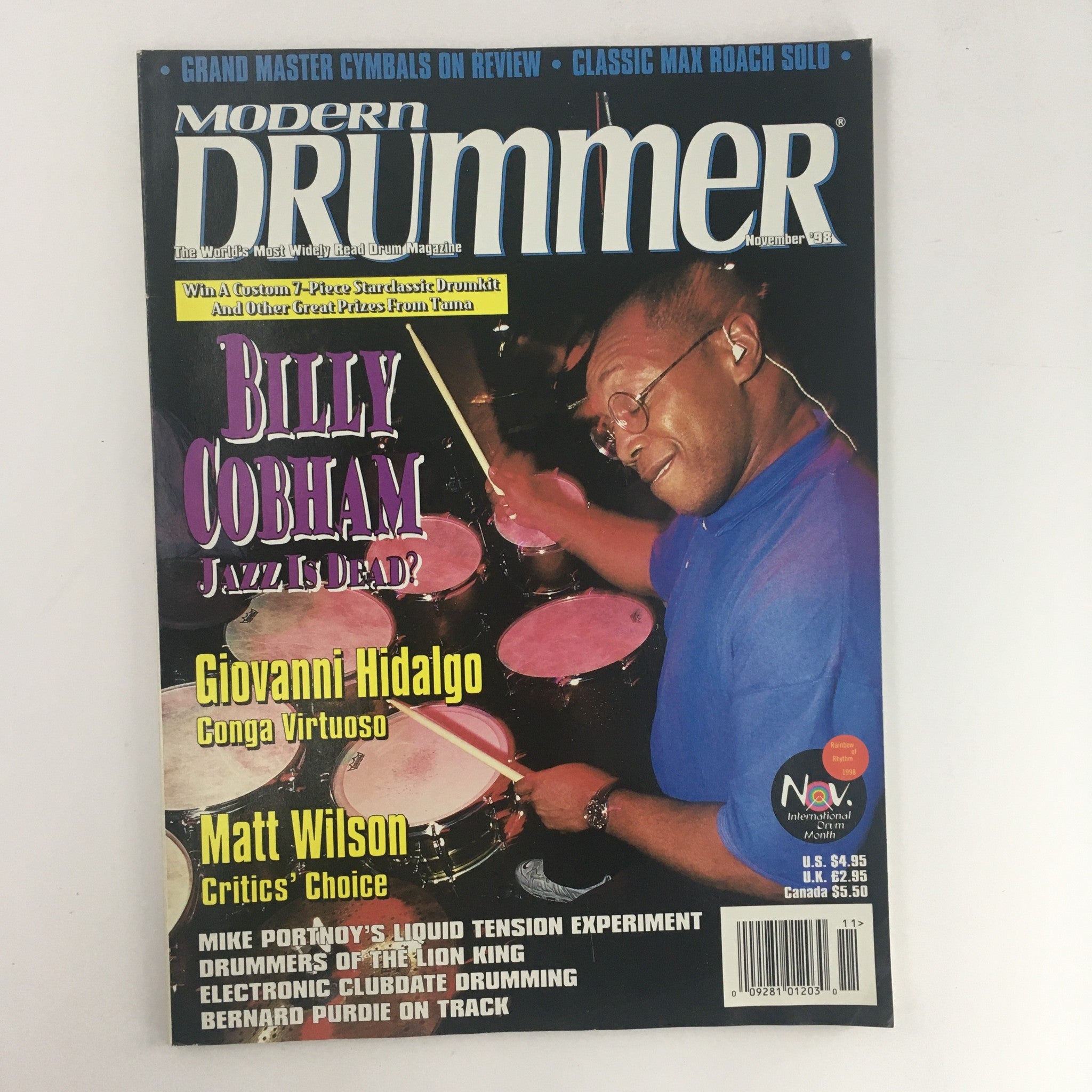 Modern Drummer Magazine November 1998 Bill Cobham & Giovanni Hidalgo, No Label