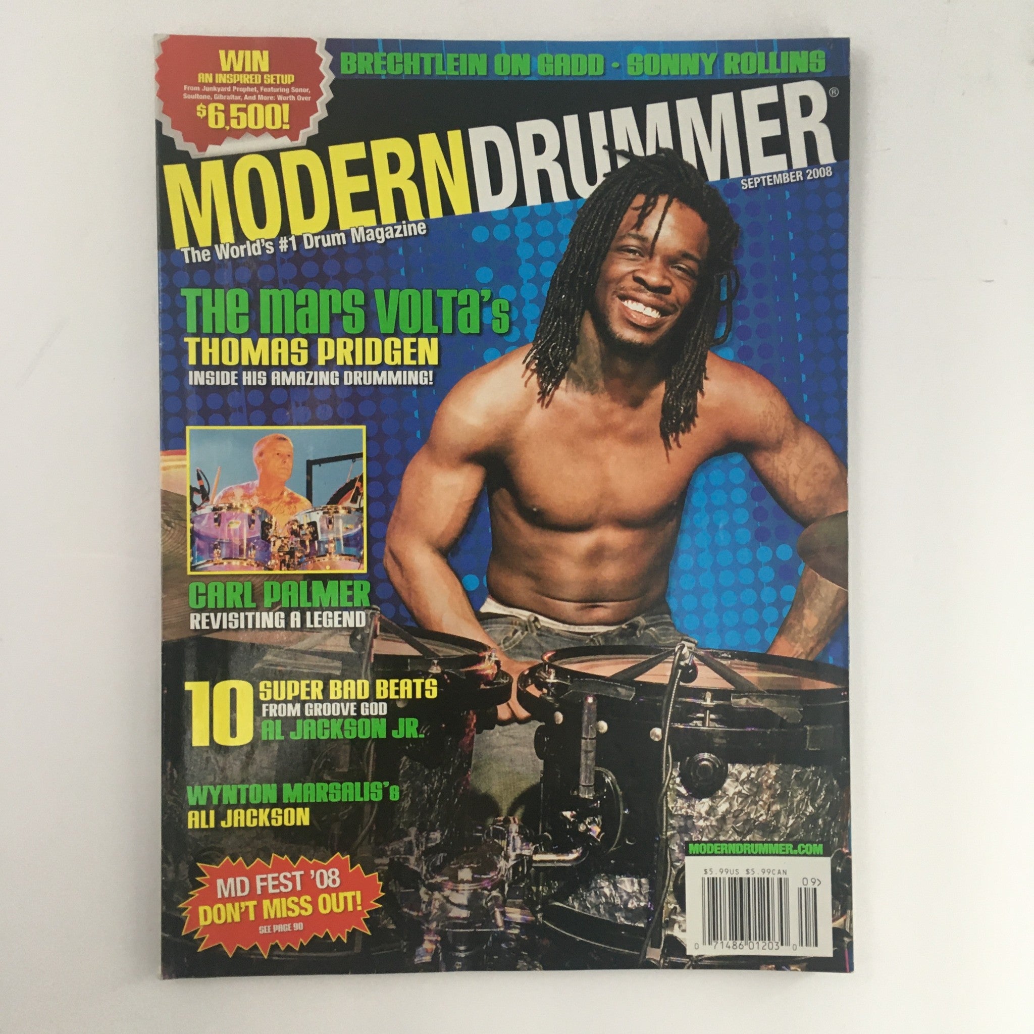 Modern Drummer Magazine September 2008 Thomas Pridgen & Carl Palmer, No Label VG