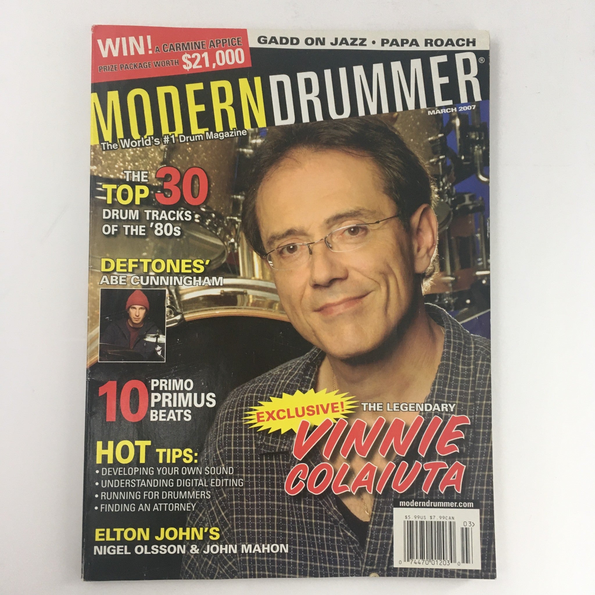 Modern Drummer Magazine March 2007 Abe Cunningham & Vinnie Colaiuta & Nigel O.