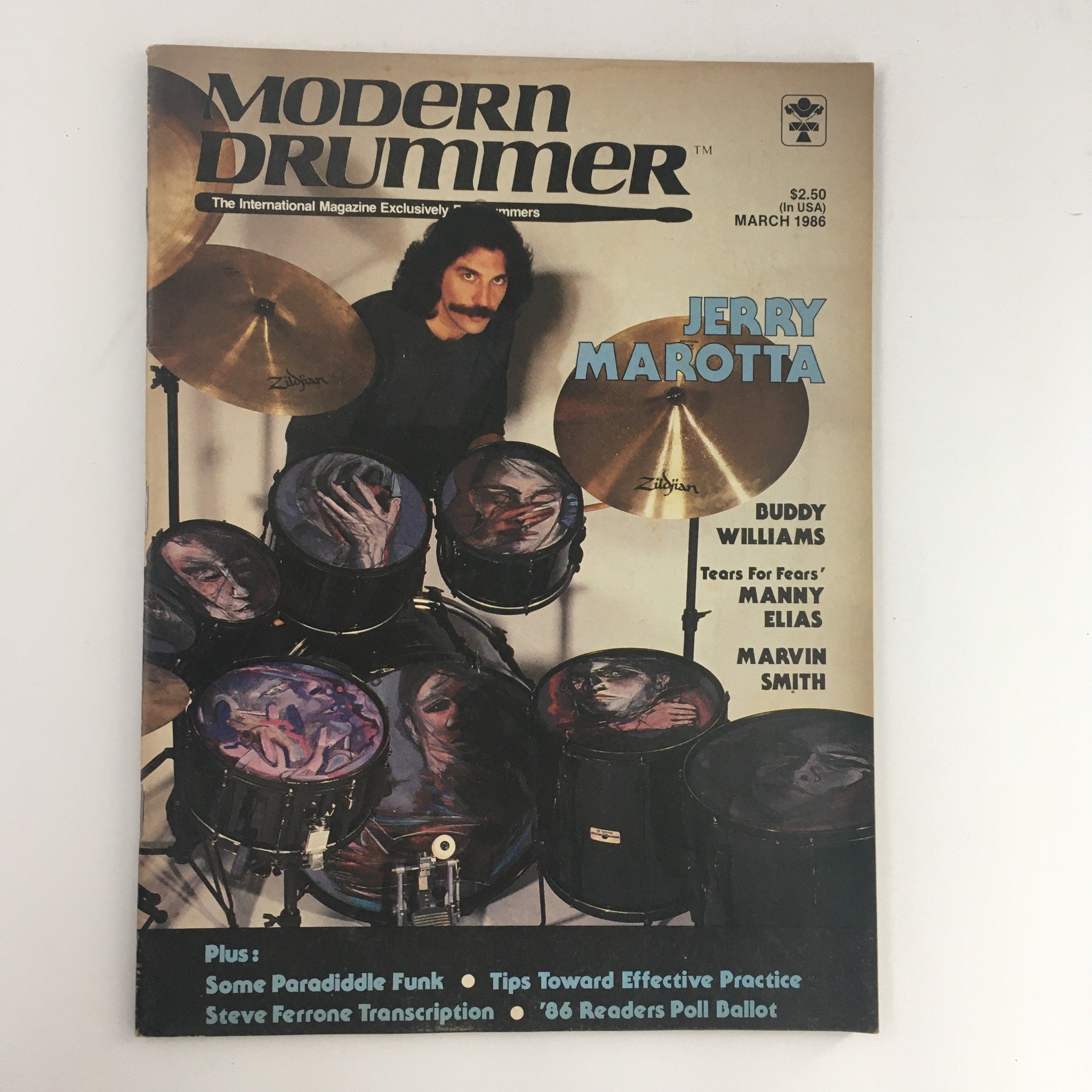 Modern Drummer Magazine March 1986 Jerry Marotta & Buddy Williams & Manny Alias