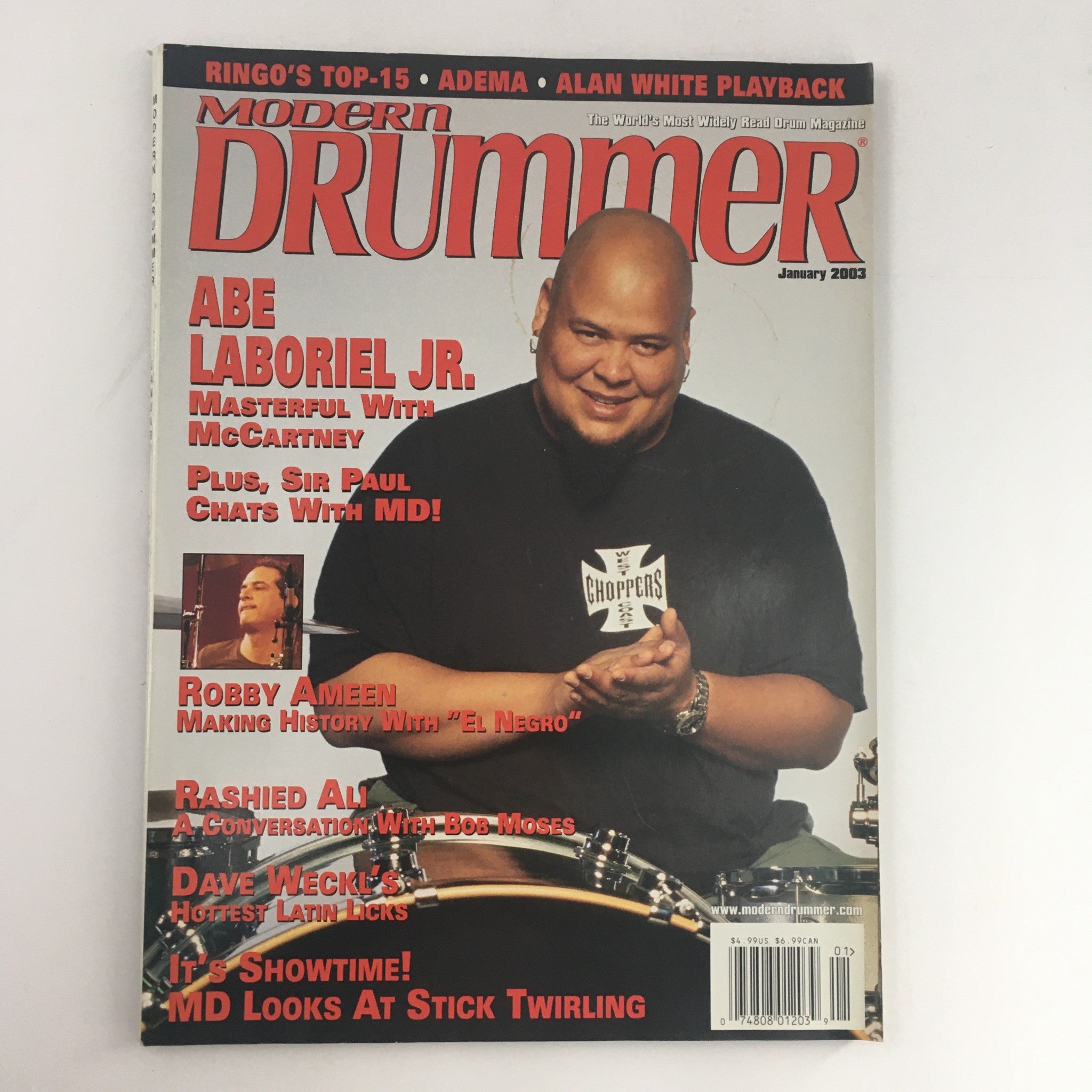 Modern Drummer Magazine January 2003 Abe Laboriel Jr. & Robby Ameen 'El Negro'