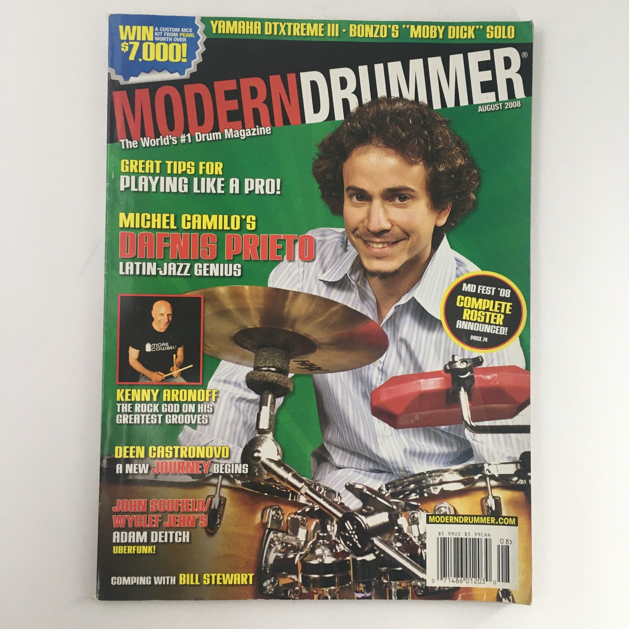 Modern Drummer Magazine August 2008 Dafnis Prieto & Kenny Aronoff & Bill Stewart